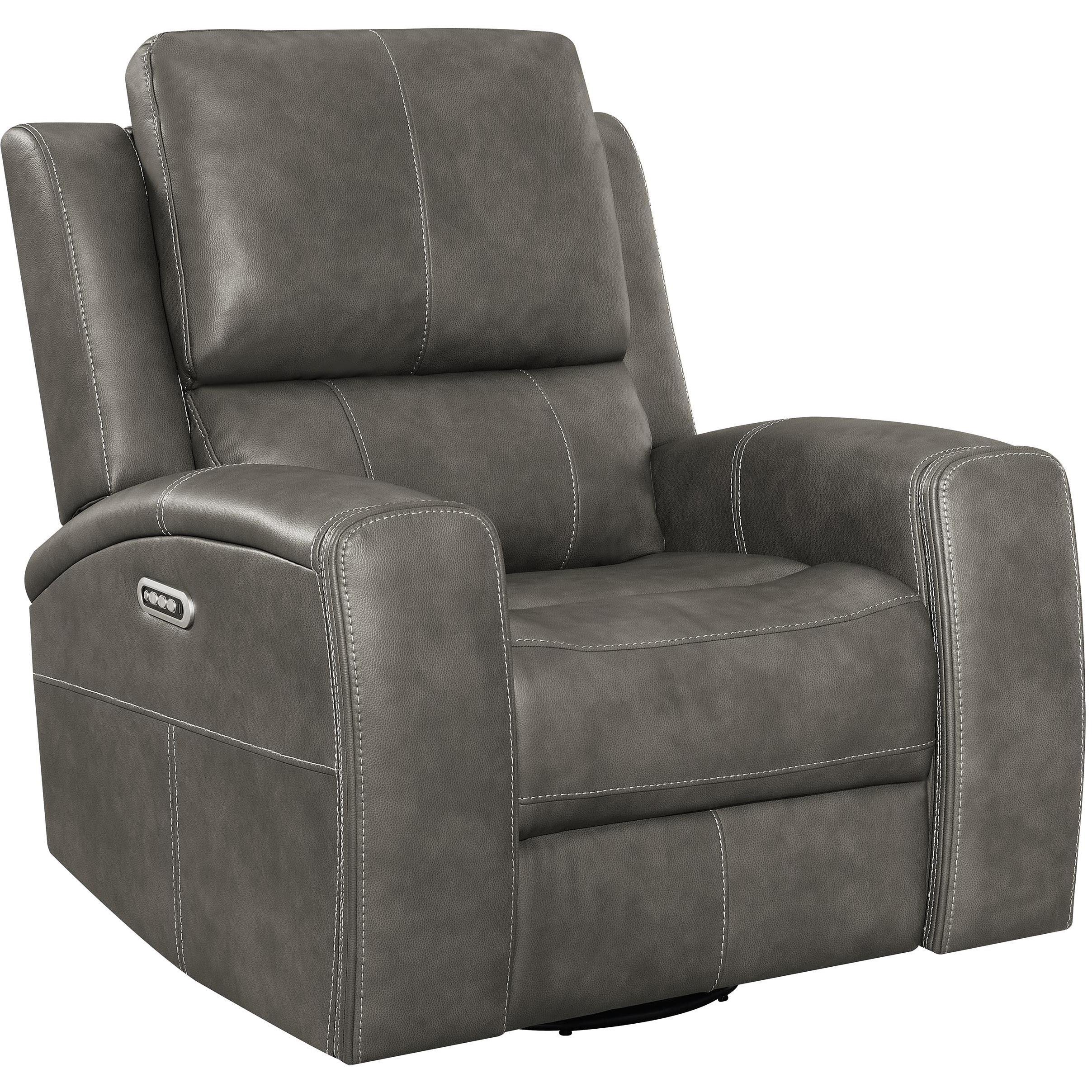  Coaster Furniture Brickston 603433PPP Triple Power Swivel Glider Recliner - Charcoal IMAGE 1
