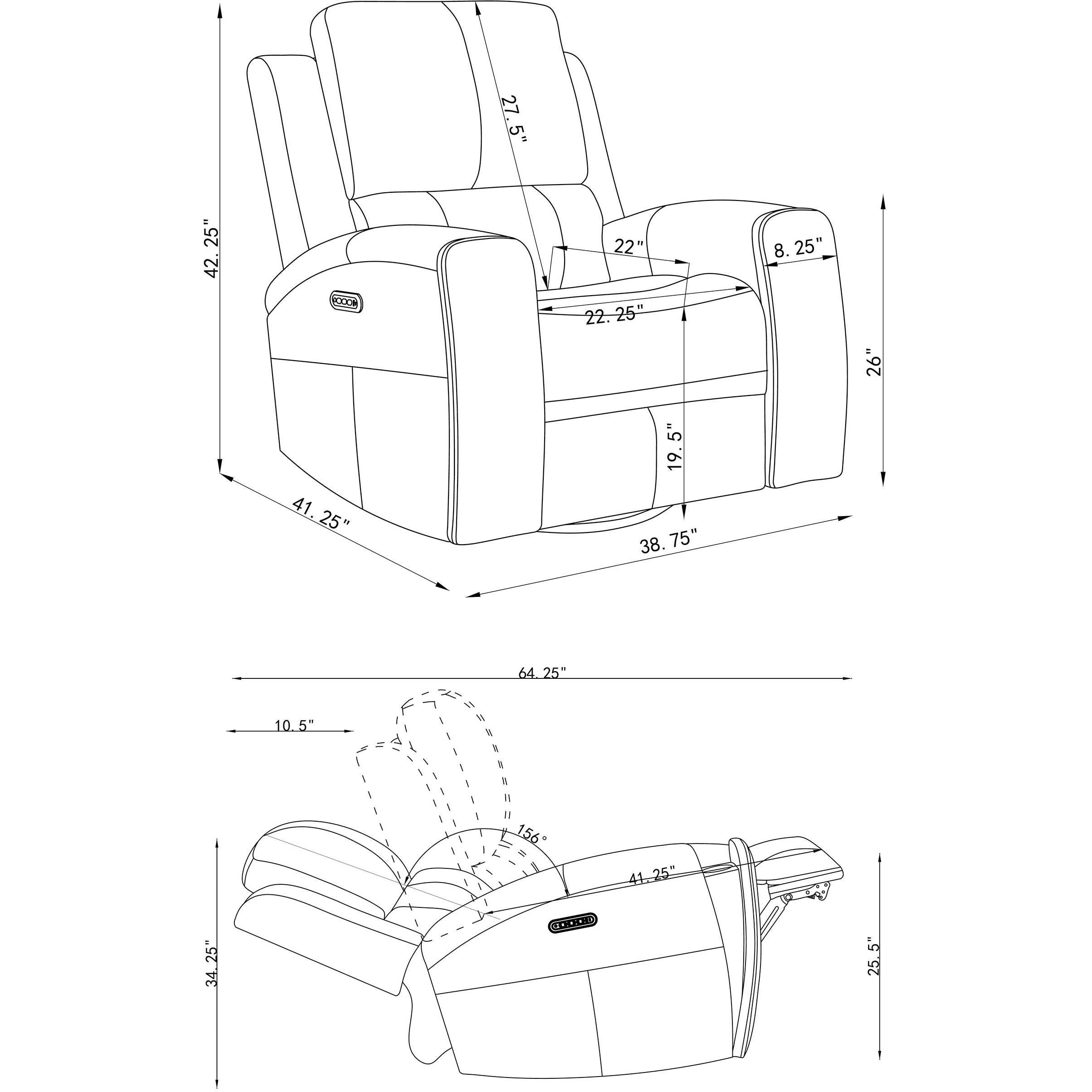  Coaster Furniture Brickston 603433PPP Triple Power Swivel Glider Recliner - Charcoal IMAGE 14