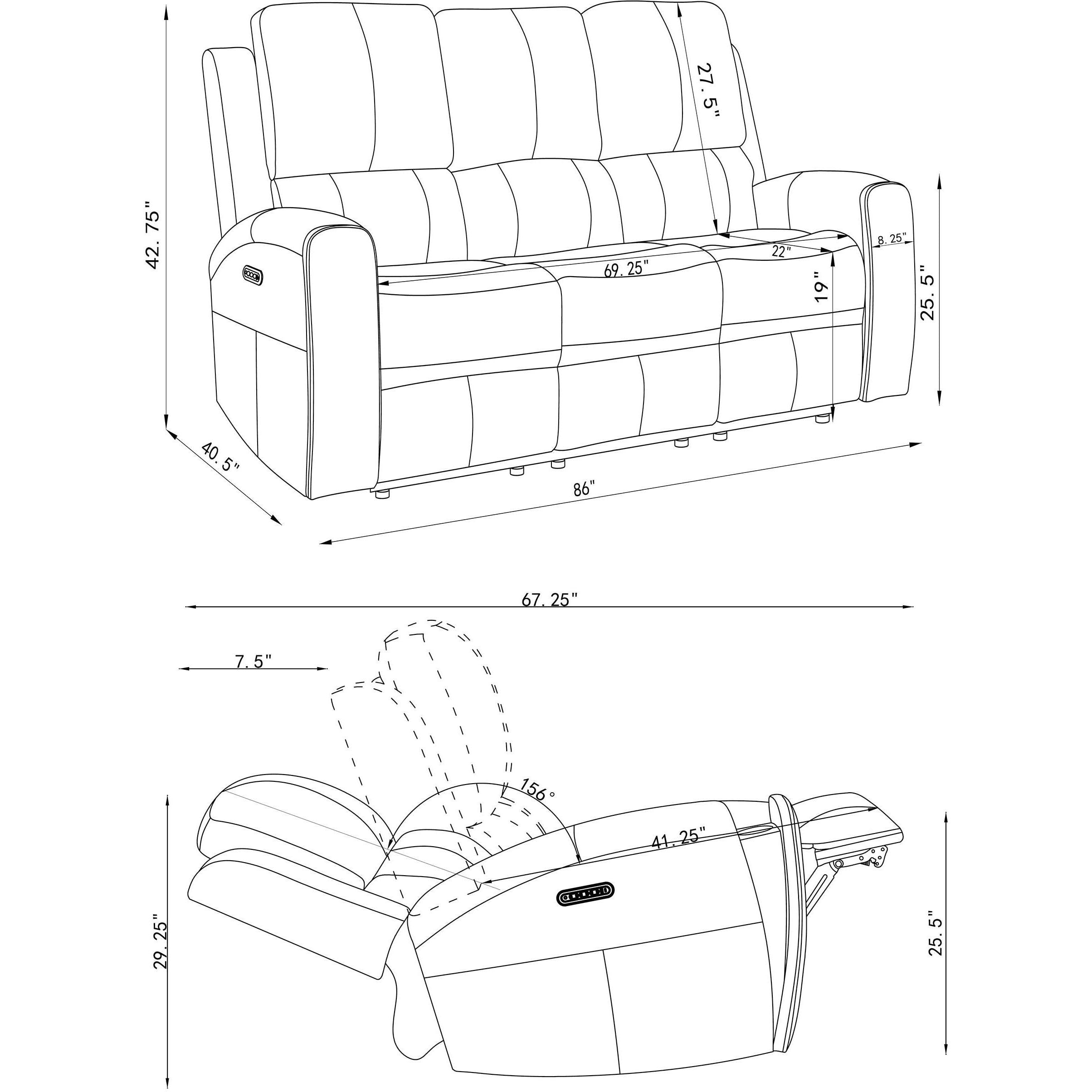  Coaster Furniture Brickston 603434PPP Triple Power Reclining Sofa - Grey IMAGE 14