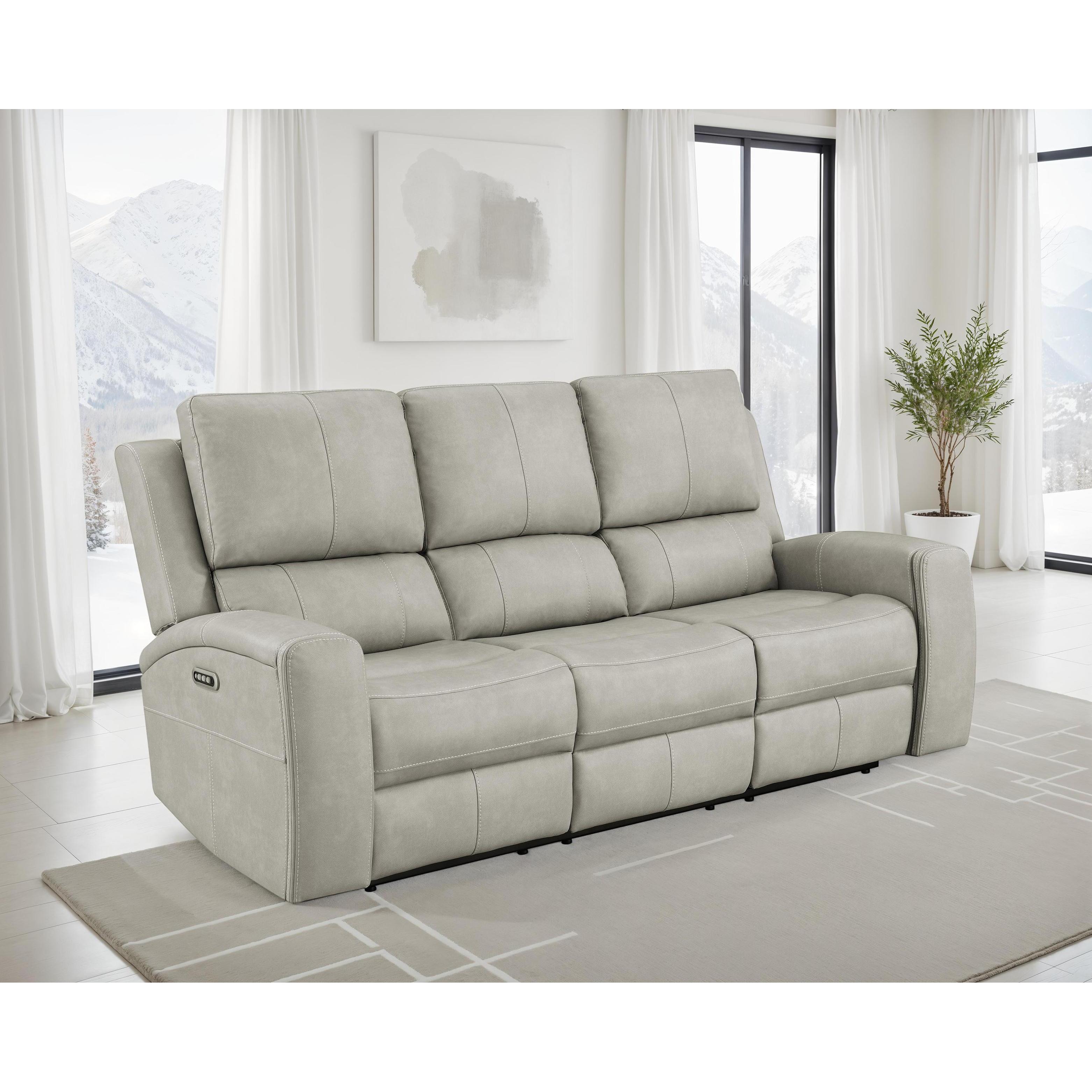  Coaster Furniture Brickston 603434PPP Triple Power Reclining Sofa - Grey IMAGE 3
