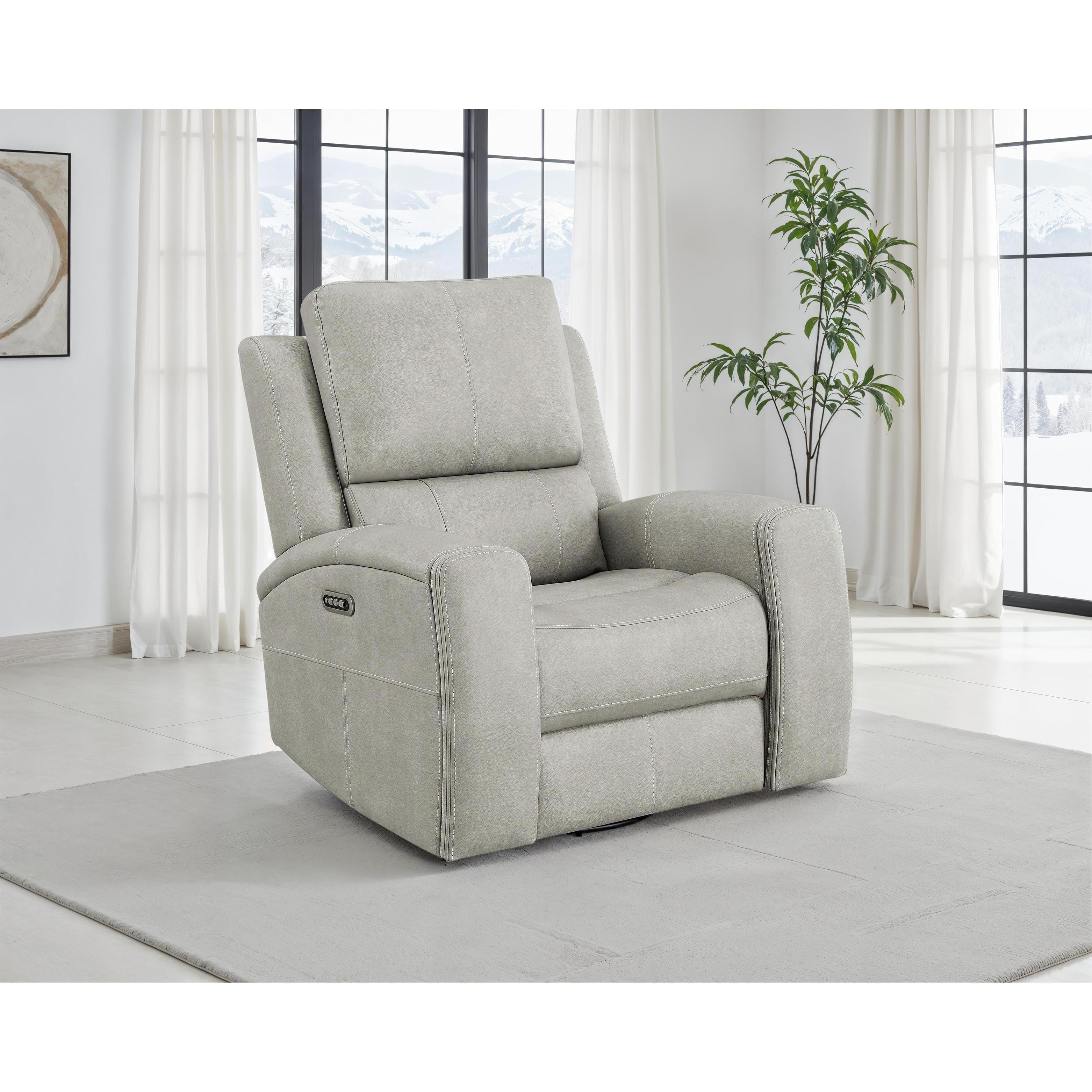  Coaster Furniture Brickston 603436PPP Triple Power Swivel Glider Recliner - Grey IMAGE 2