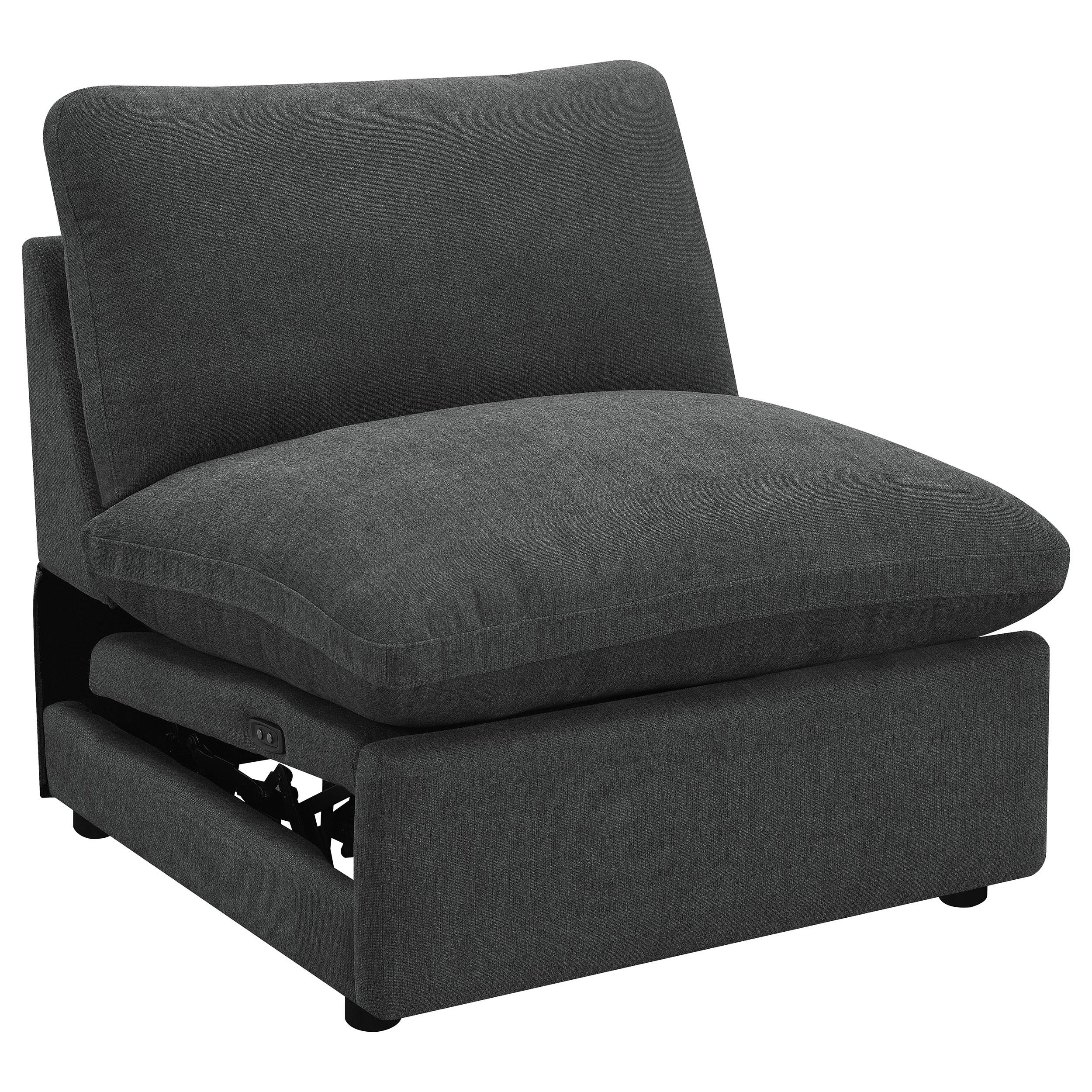  Coaster Furniture Collins 609530ARP Modular Power Armless Recliner - Dark Grey IMAGE 1