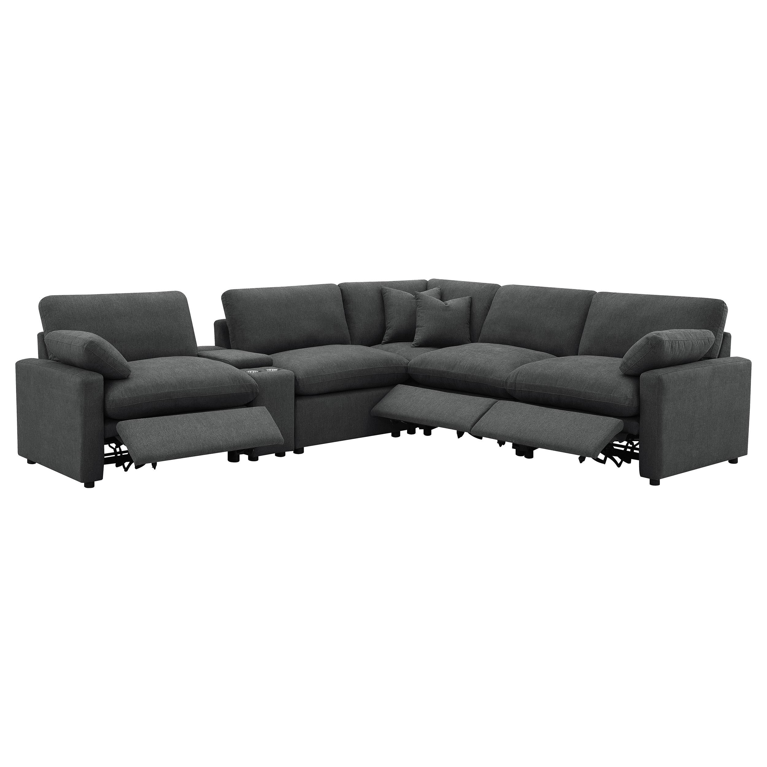  Coaster Furniture Collins 609530P-SET 6-piece Modular Power Reclining Sectional - Dark Grey IMAGE 2