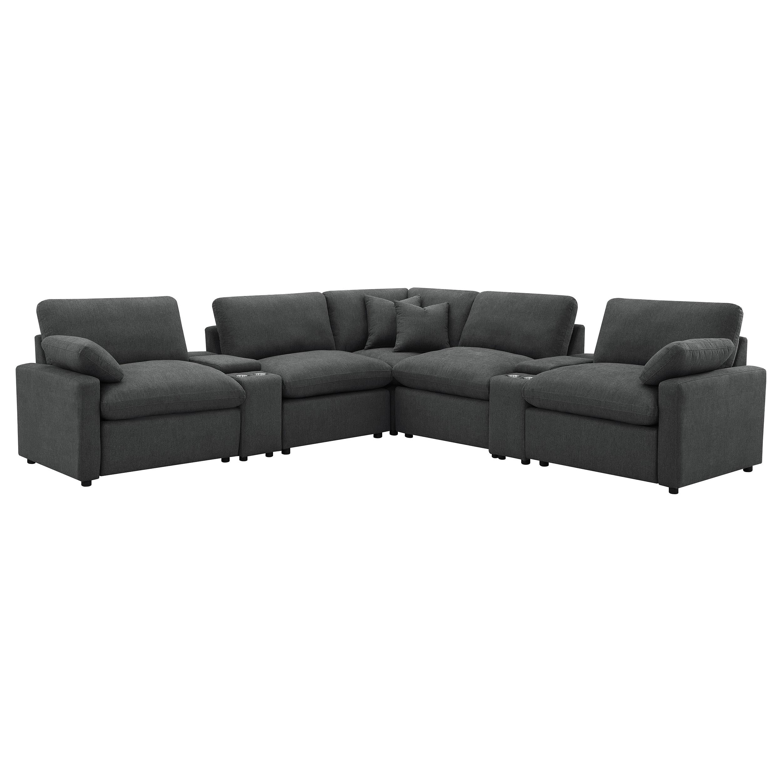  Coaster Furniture Collins 609530P-SETA 7-piece Modular Power Reclining Sectional - Dark Grey IMAGE 1
