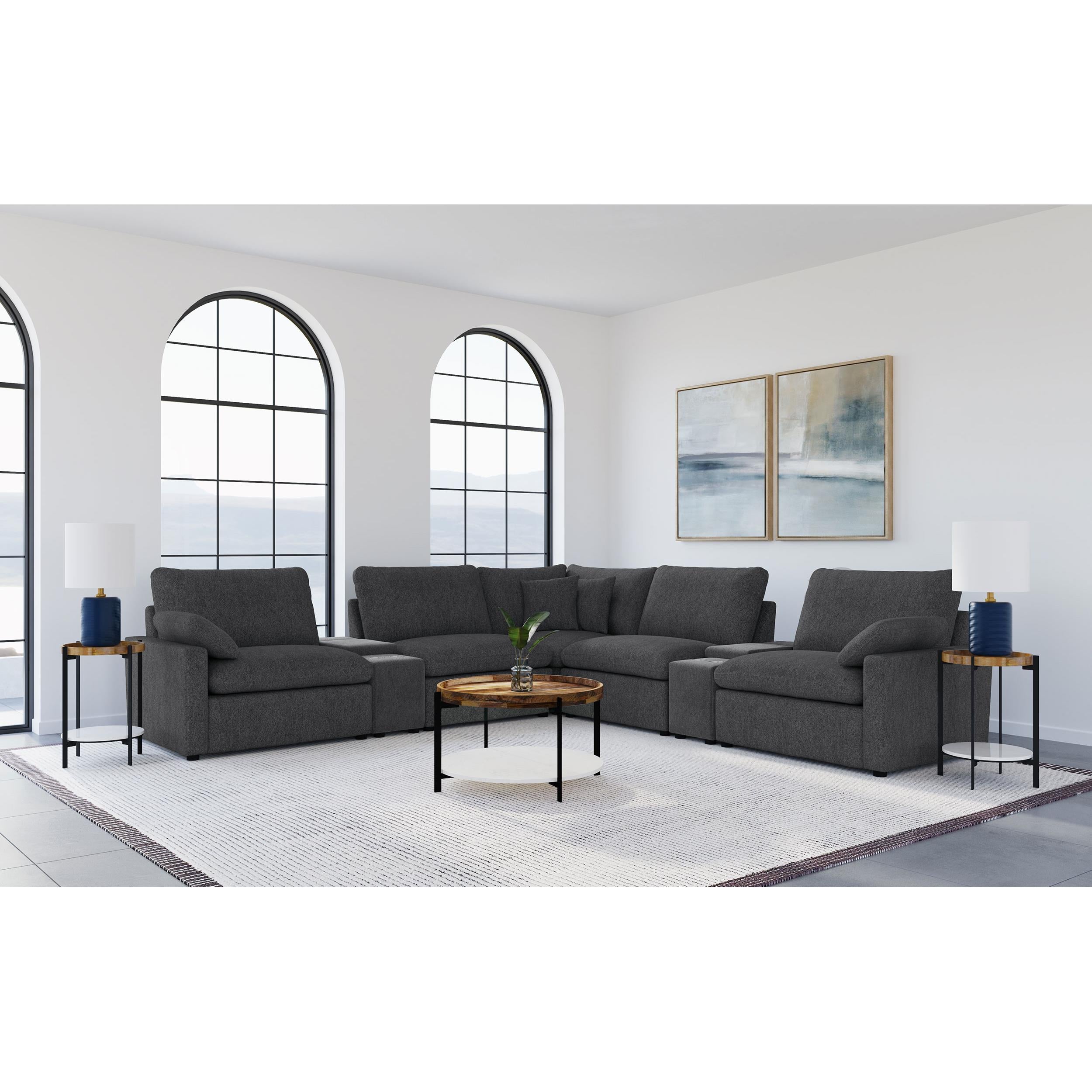  Coaster Furniture Collins 609530P-SETA 7-piece Modular Power Reclining Sectional - Dark Grey IMAGE 3