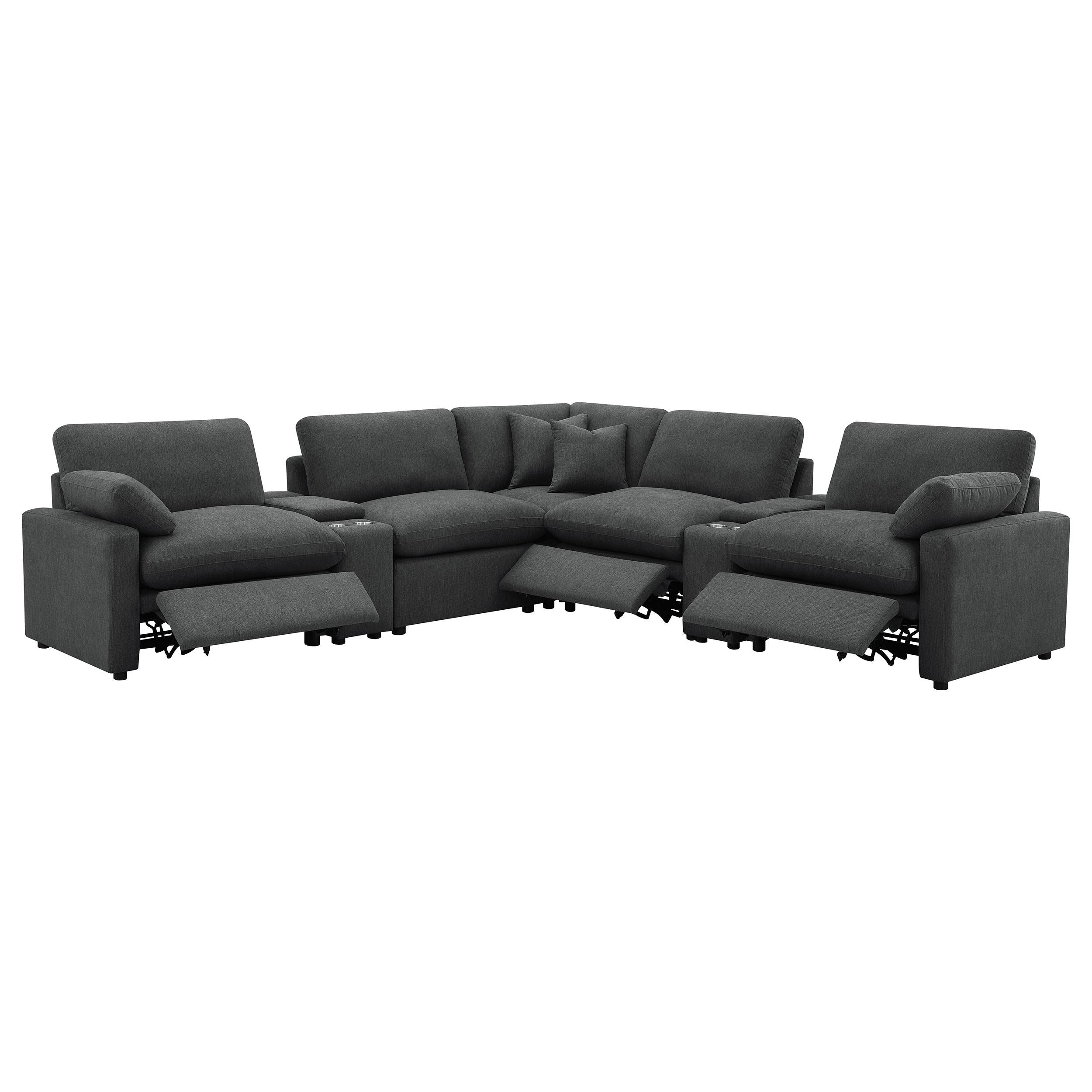  Coaster Furniture Collins 609530P-SETA 7-piece Modular Power Reclining Sectional - Dark Grey IMAGE 4