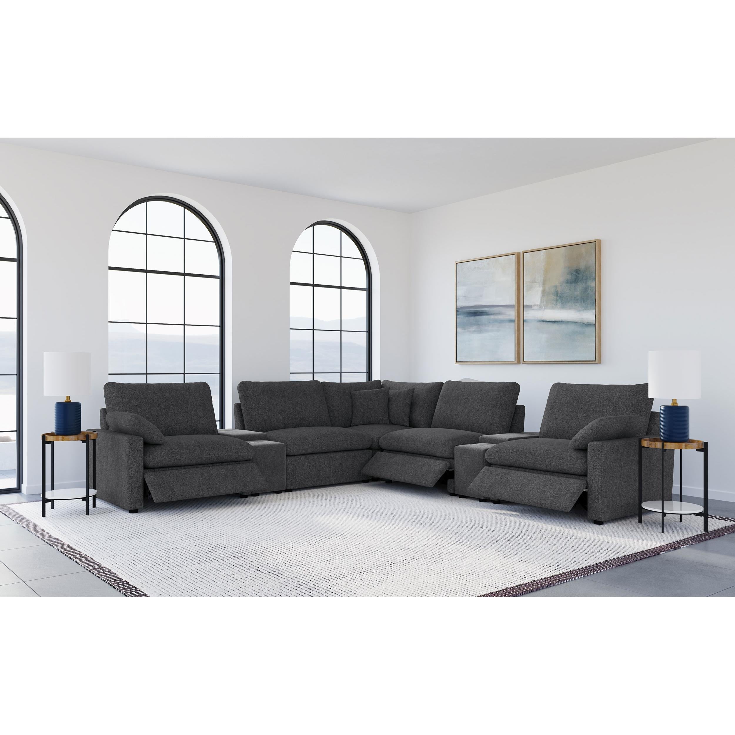  Coaster Furniture Collins 609530P-SETA 7-piece Modular Power Reclining Sectional - Dark Grey IMAGE 6
