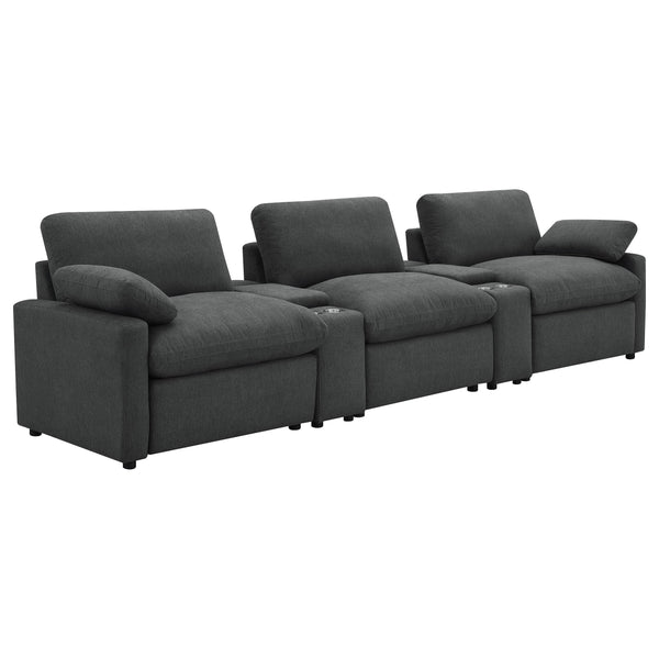 Coaster Furniture Collins 609531PT 5-Piece Power Reclining Home Theater Seating - Dark Grey