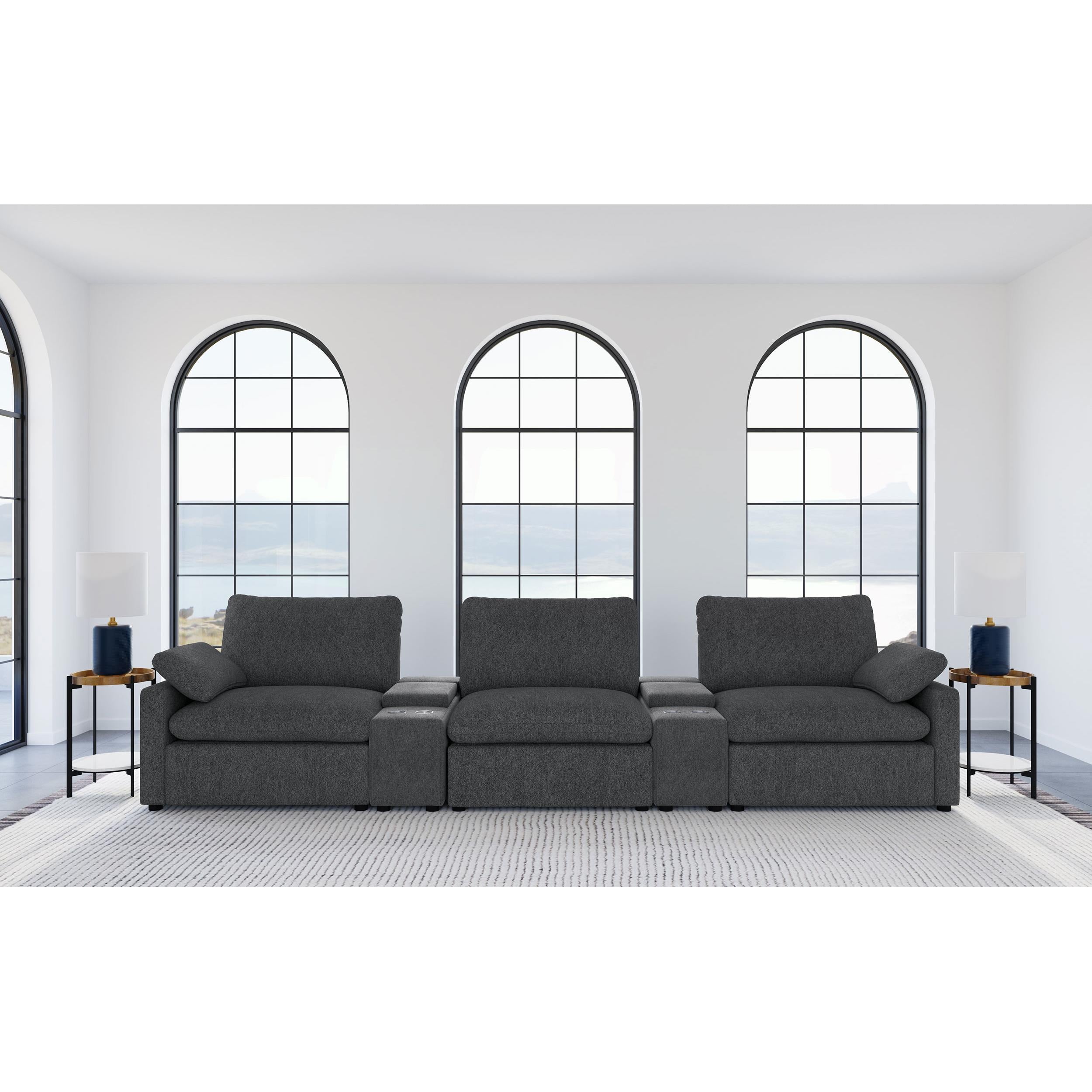  Coaster Furniture Collins 609531PT 5-Piece Power Reclining Home Theater Seating - Dark Grey IMAGE 2
