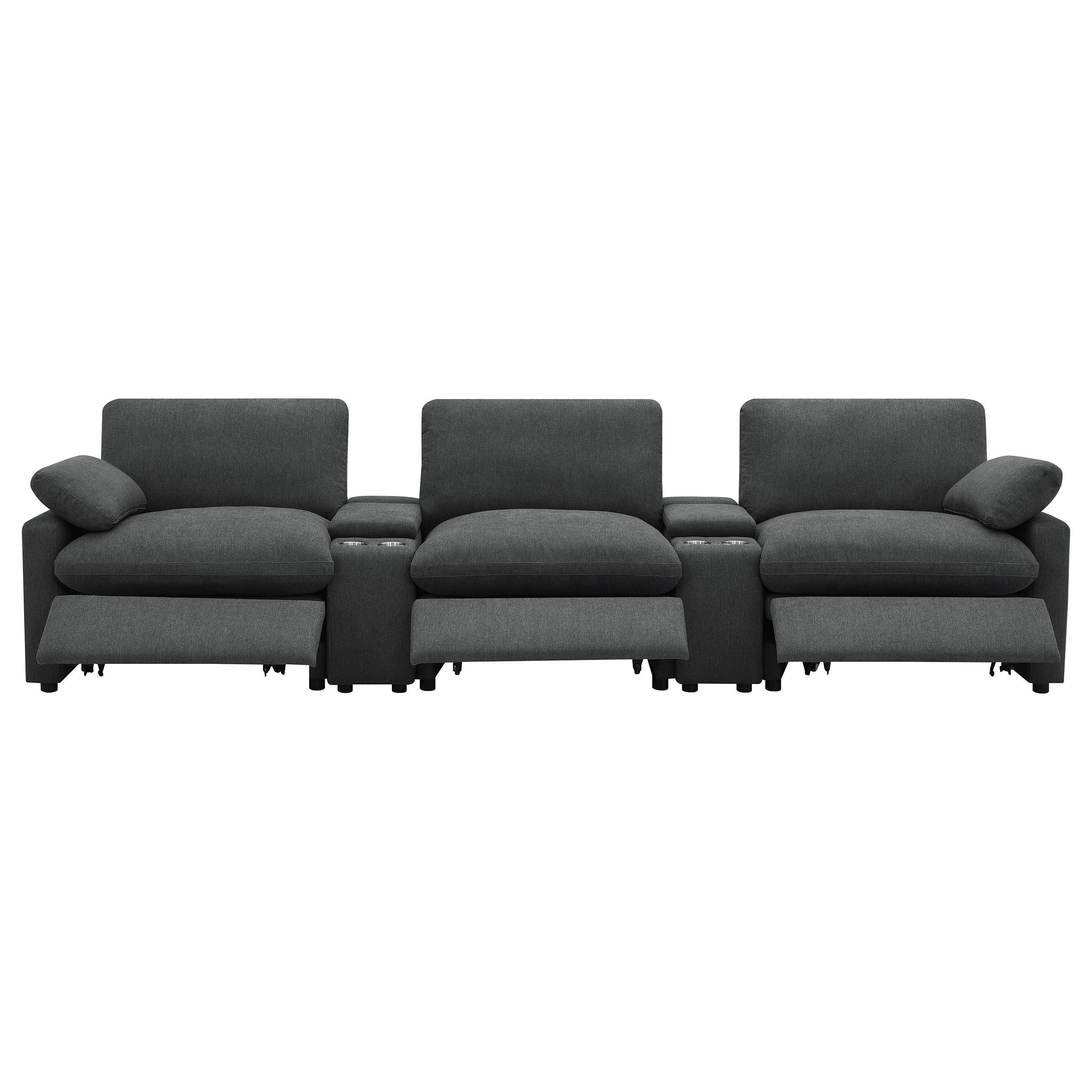  Coaster Furniture Collins 609531PT 5-Piece Power Reclining Home Theater Seating - Dark Grey IMAGE 4