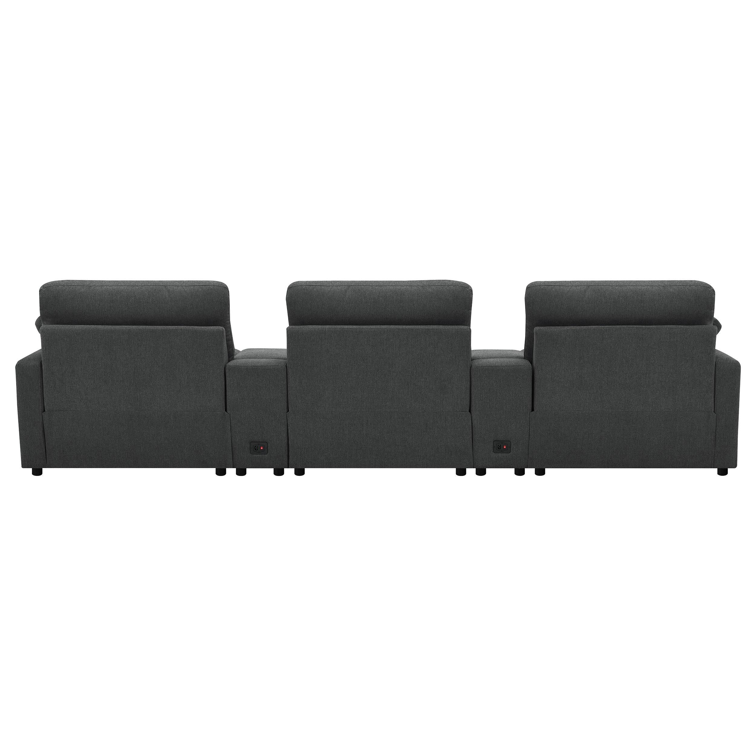  Coaster Furniture Collins 609531PT 5-Piece Power Reclining Home Theater Seating - Dark Grey IMAGE 6