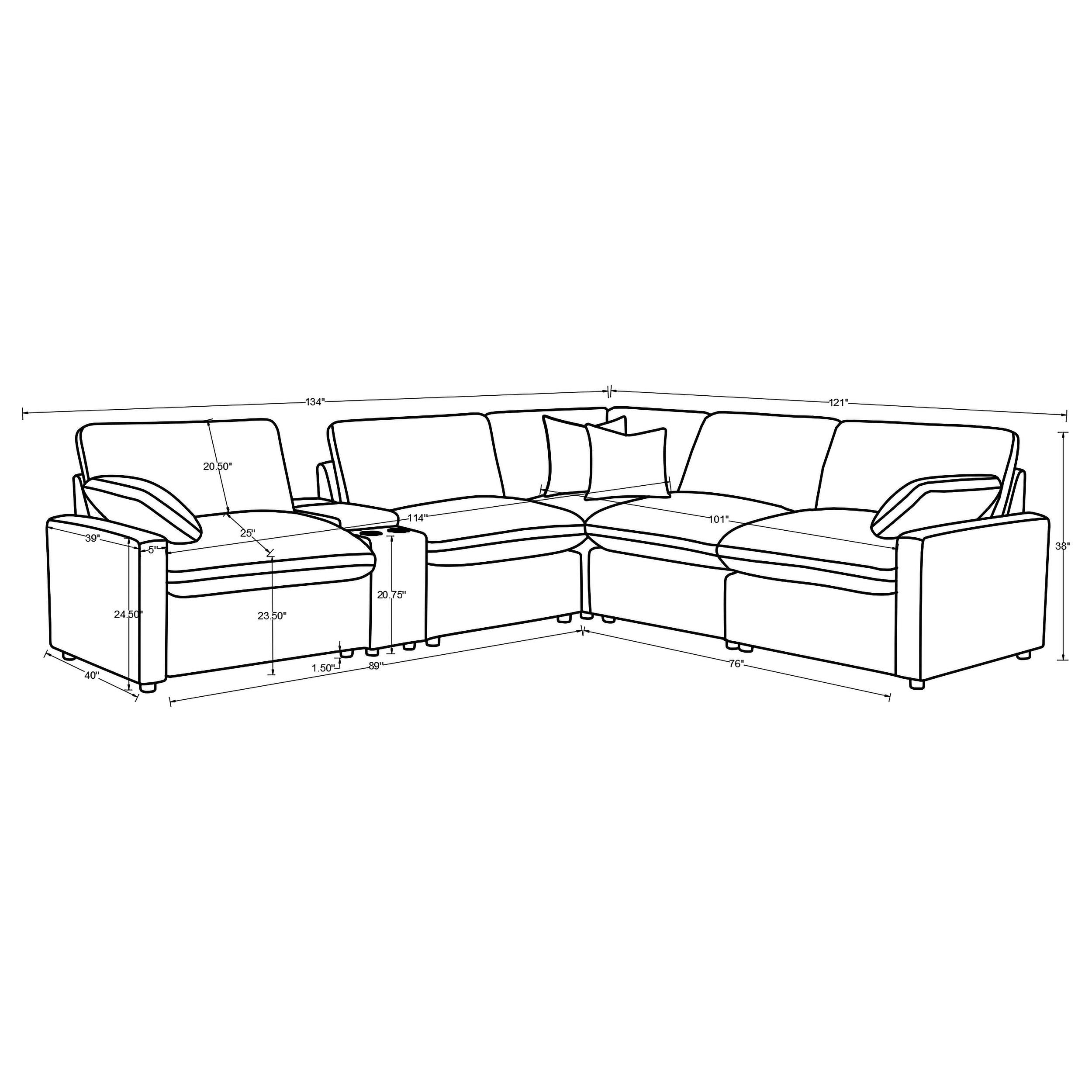  Coaster Furniture Collins 609560P-SET 6-piece Modular Power Reclining Sectional - Grey IMAGE 9