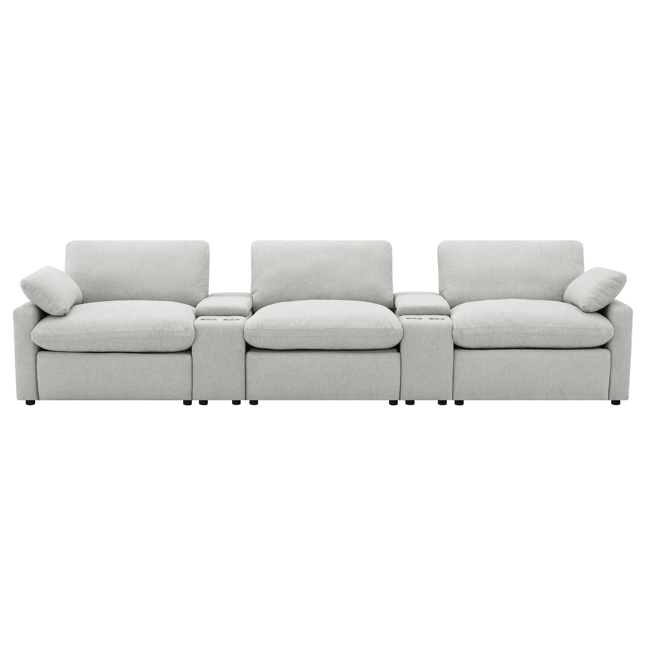  Coaster Furniture Collins 609561PT 5-Piece Power Reclining Home Theater Seating - Grey IMAGE 2