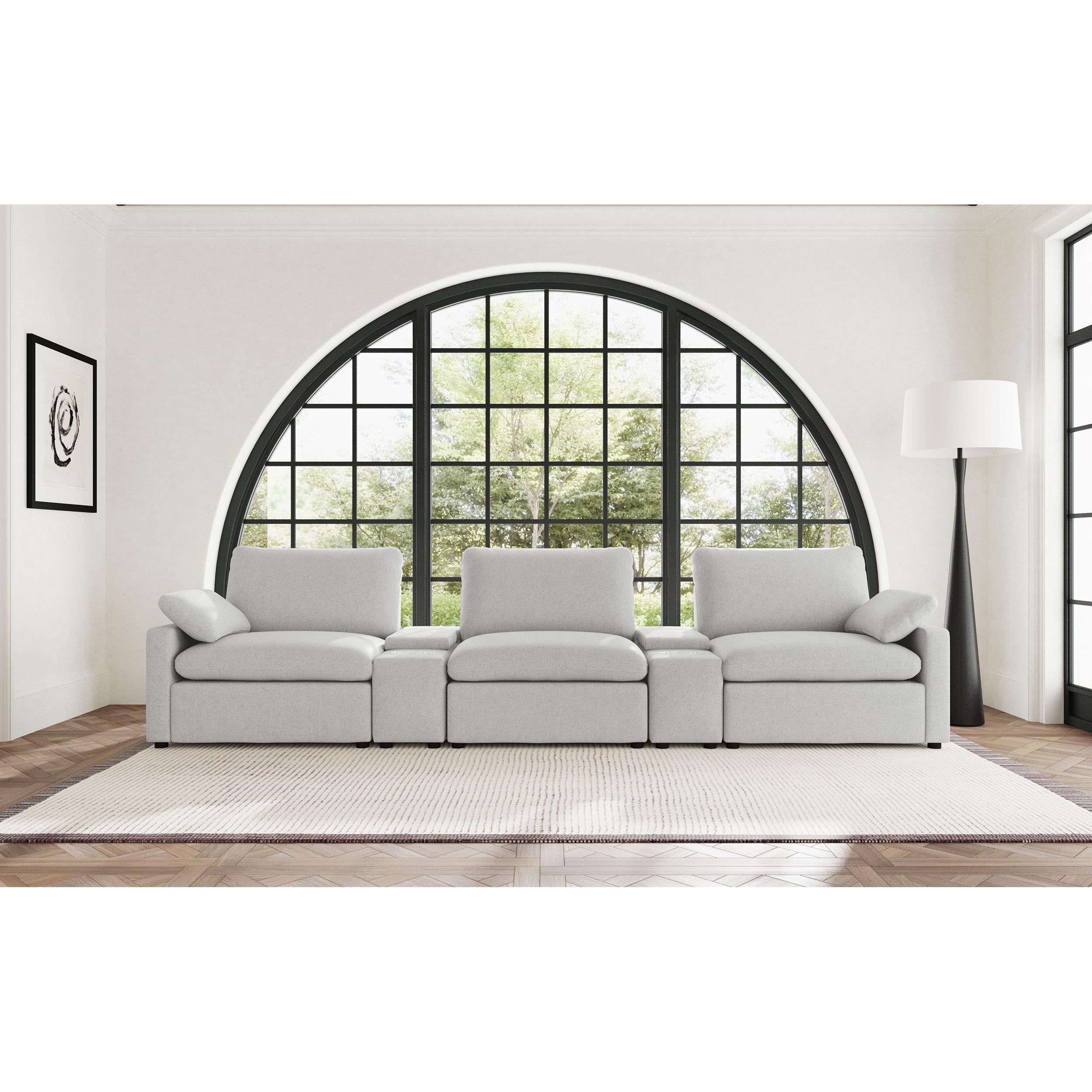  Coaster Furniture Collins 609561PT 5-Piece Power Reclining Home Theater Seating - Grey IMAGE 4