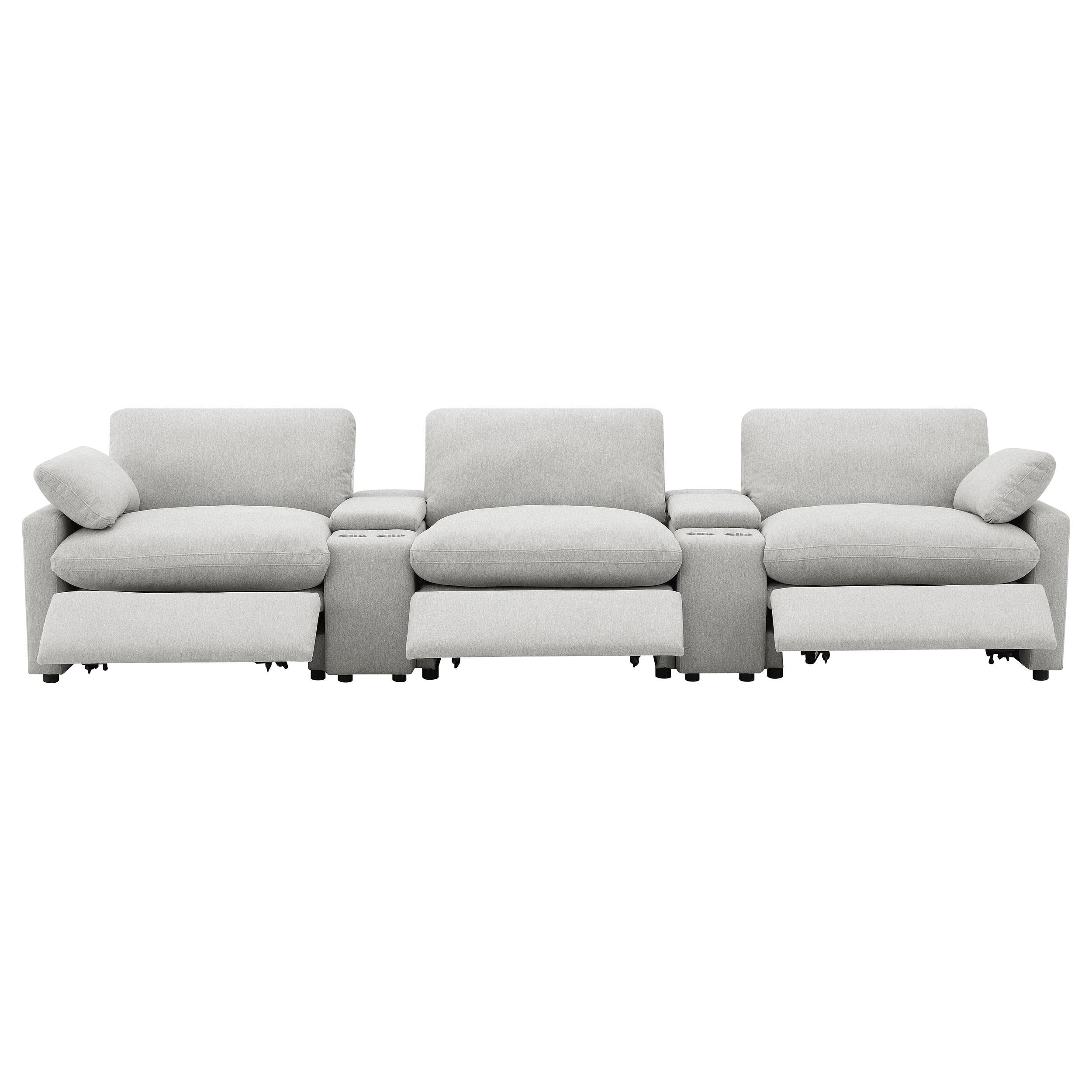  Coaster Furniture Collins 609561PT 5-Piece Power Reclining Home Theater Seating - Grey IMAGE 5