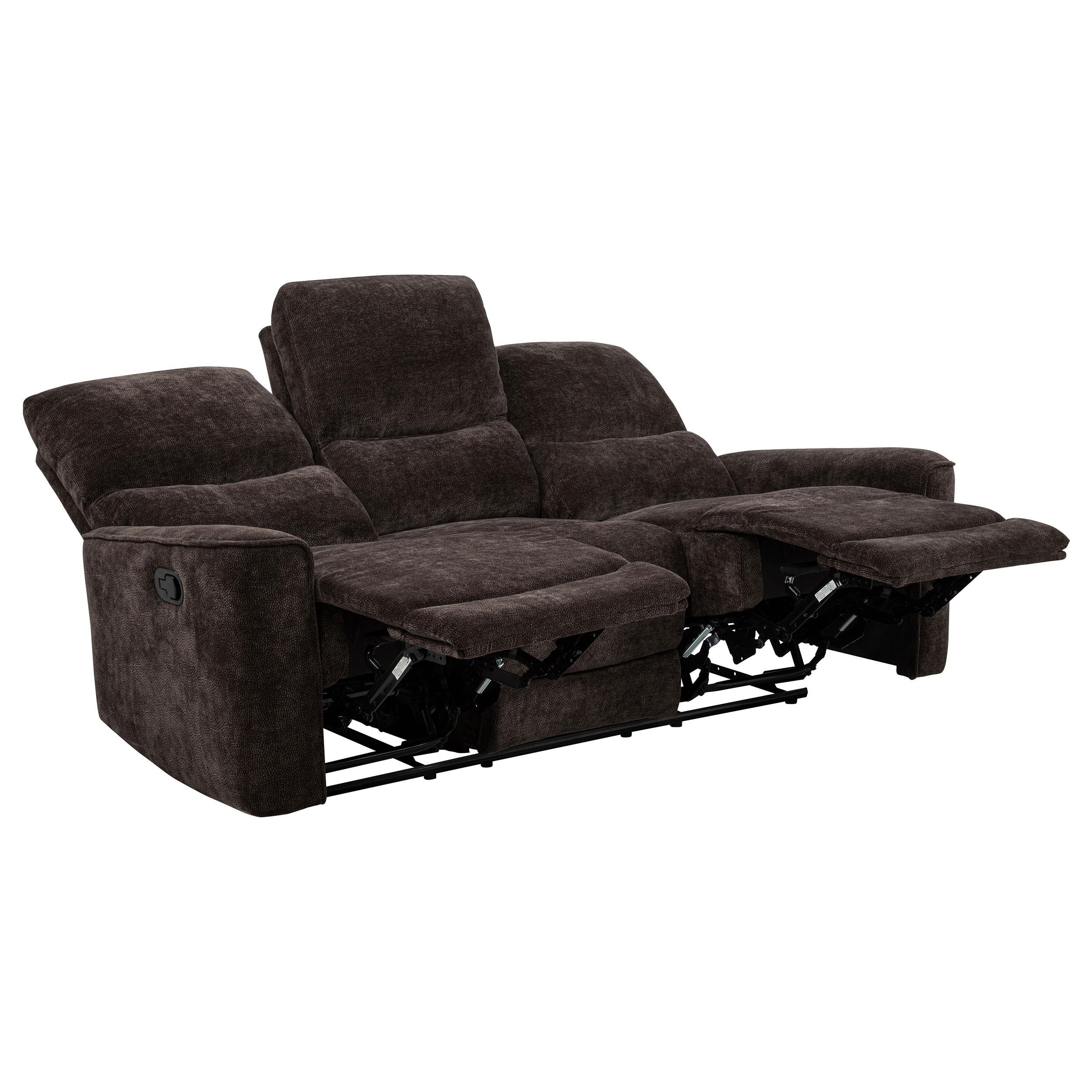  Coaster Furniture Navarro 609571 Chenille Upholstered Reclining Sofa - Dark Brown IMAGE 12
