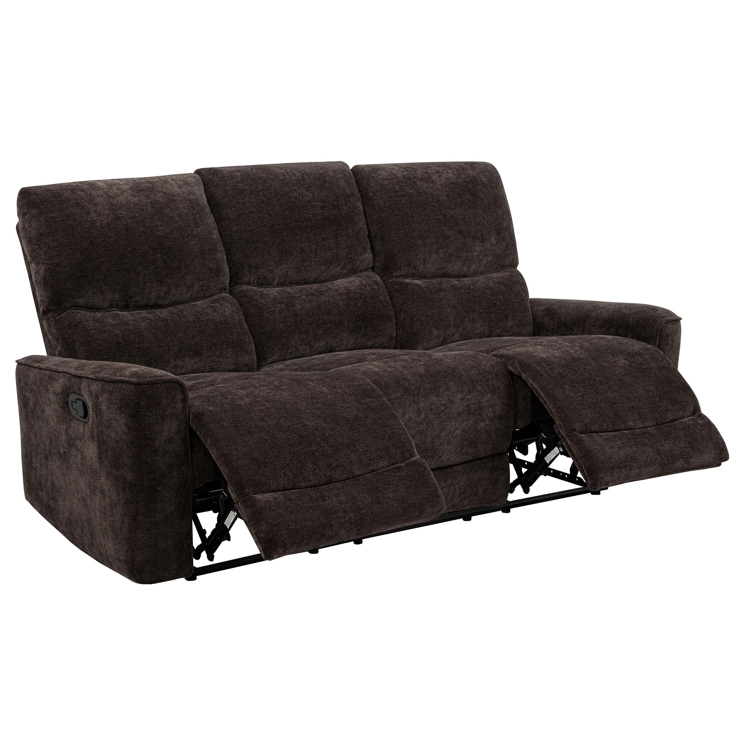  Coaster Furniture Navarro 609571 Chenille Upholstered Reclining Sofa - Dark Brown IMAGE 3