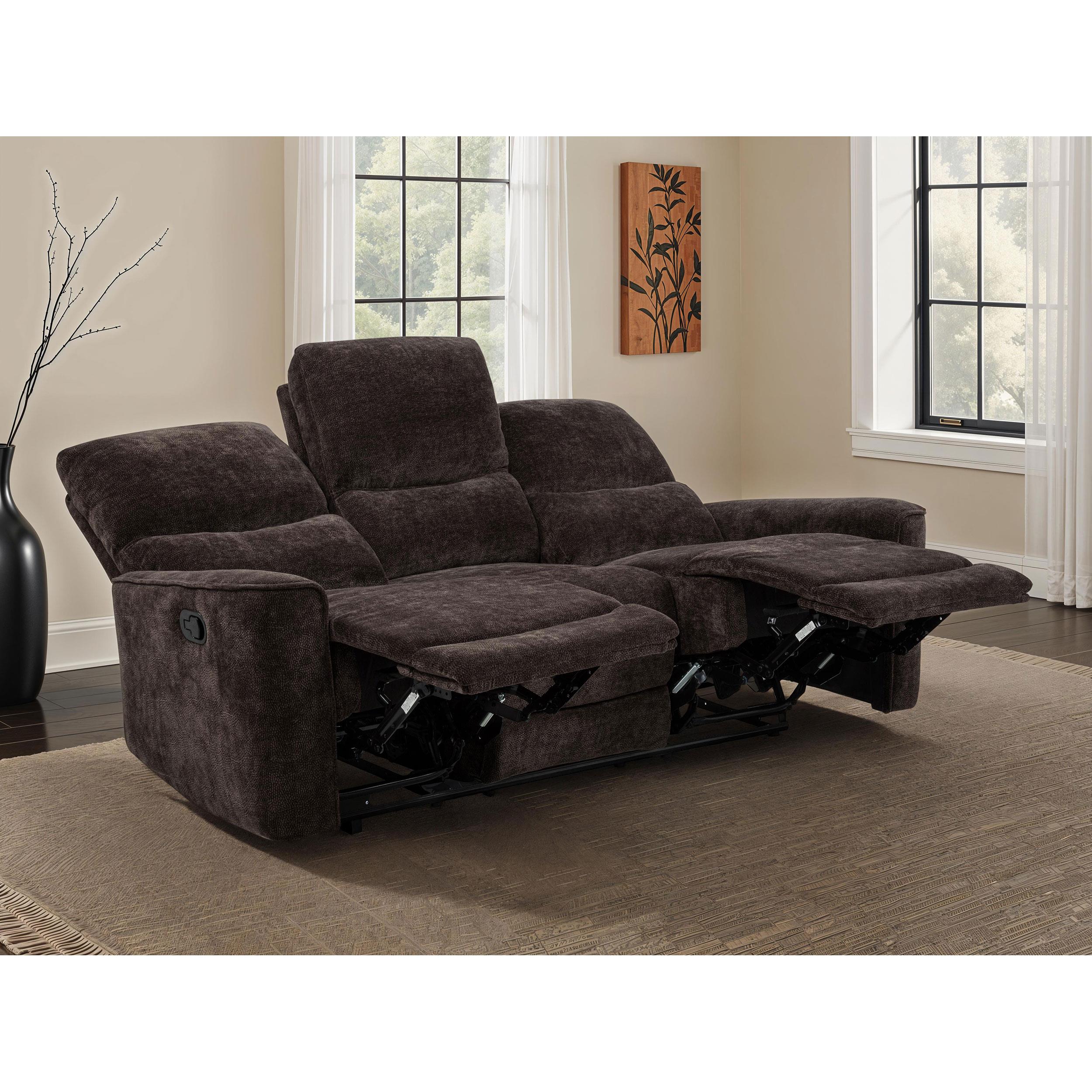  Coaster Furniture Navarro 609571 Chenille Upholstered Reclining Sofa - Dark Brown IMAGE 8