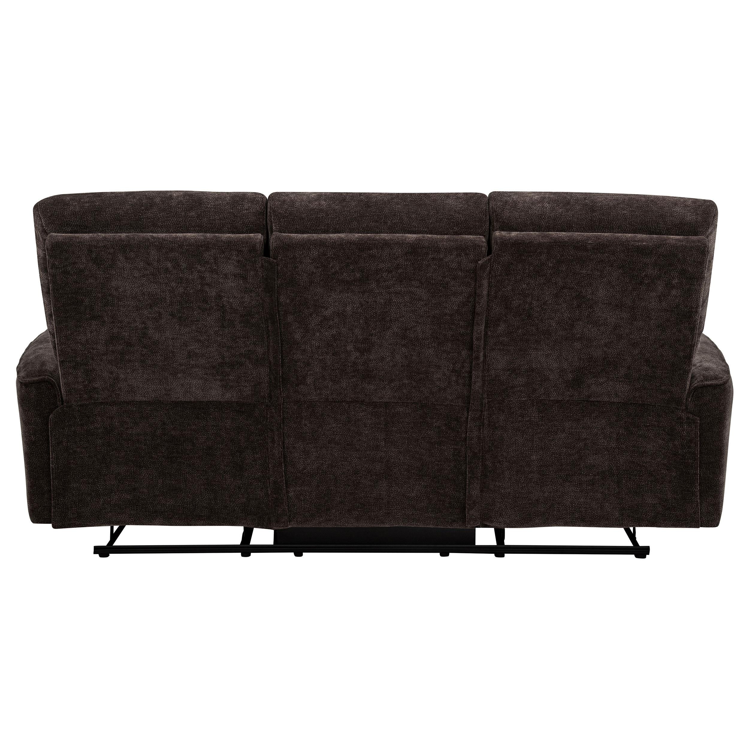  Coaster Furniture Navarro 609571 Chenille Upholstered Reclining Sofa - Dark Brown IMAGE 9