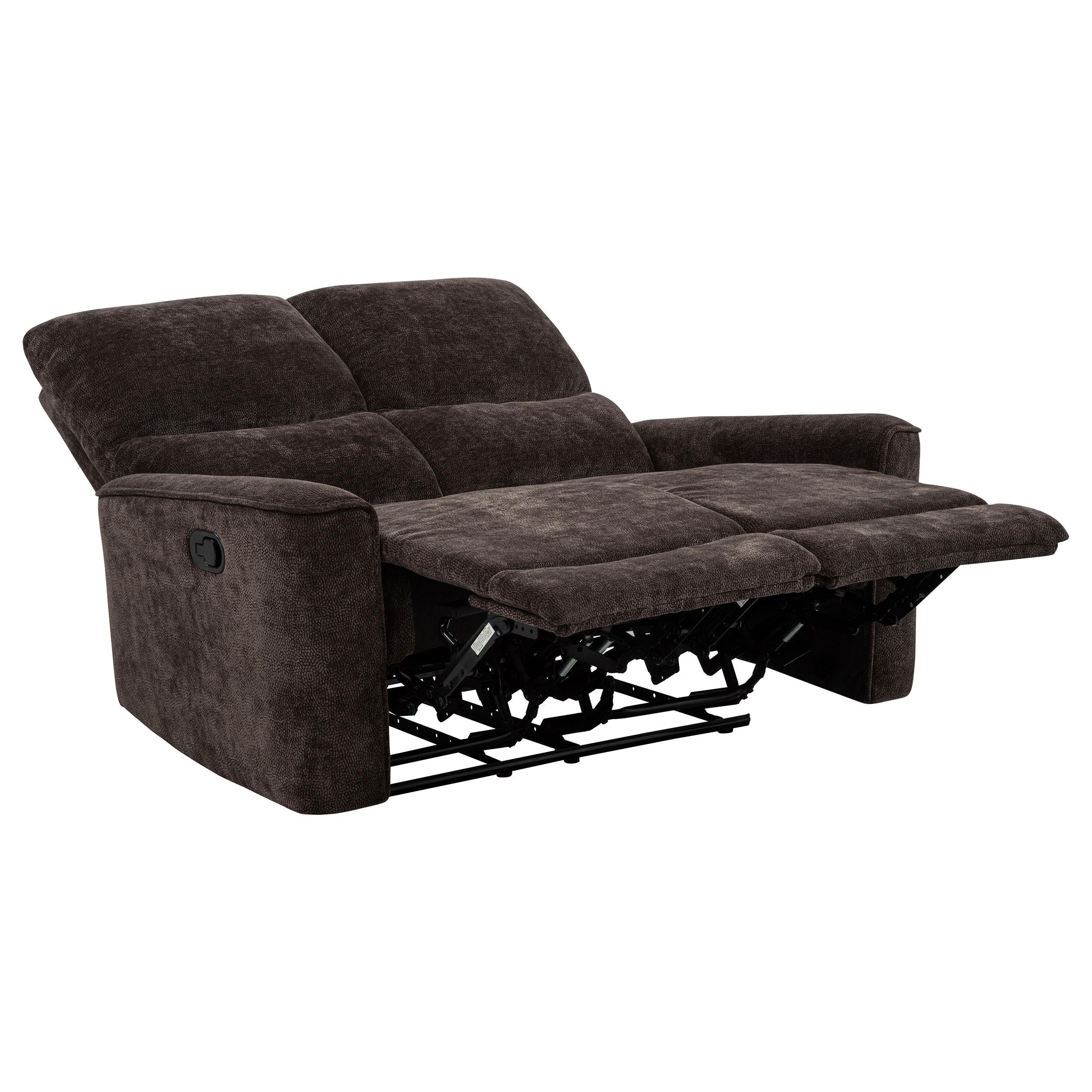  Coaster Furniture Navarro 609572 Chenille Upholstered Reclining Loveseat - Dark Brown IMAGE 12