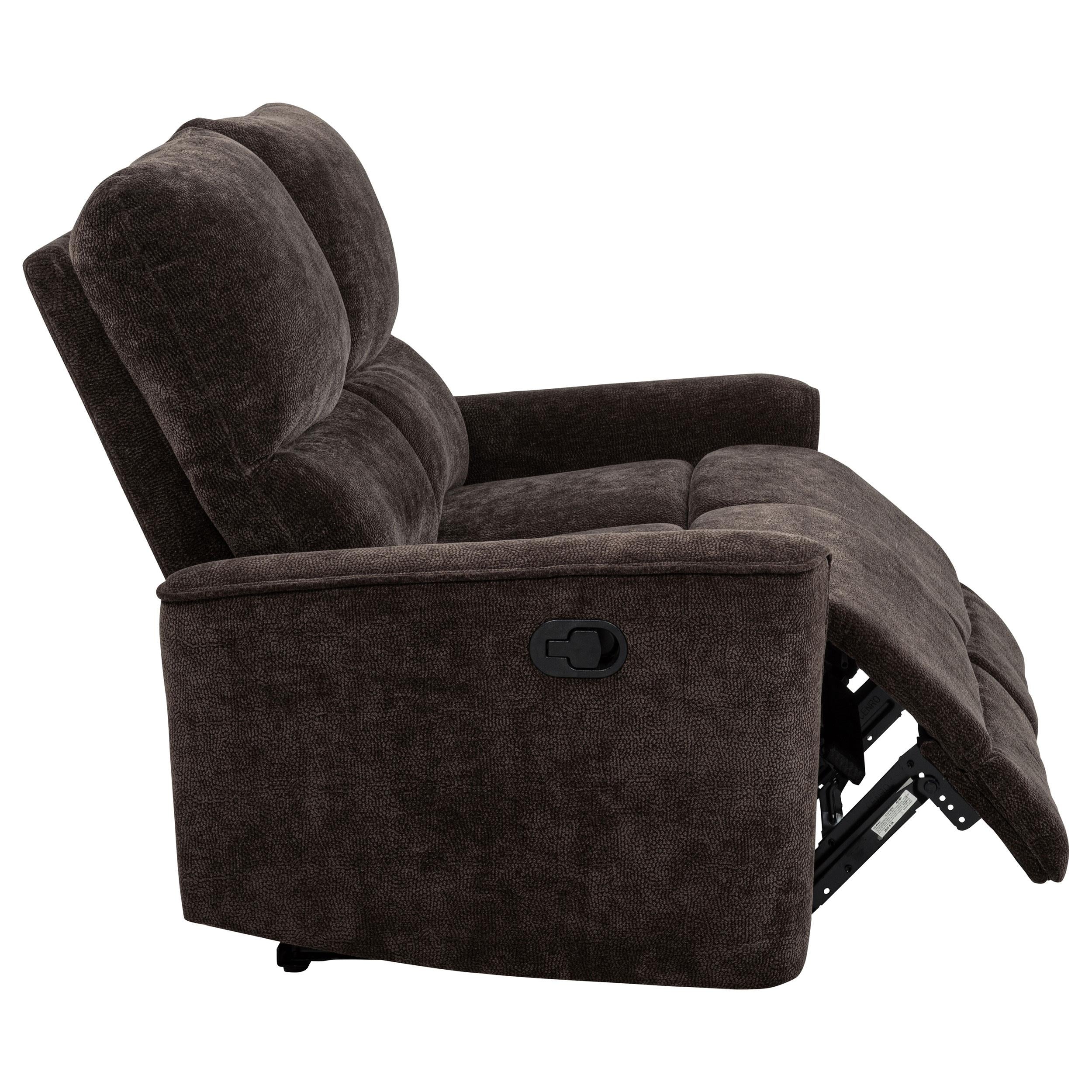  Coaster Furniture Navarro 609572 Chenille Upholstered Reclining Loveseat - Dark Brown IMAGE 14