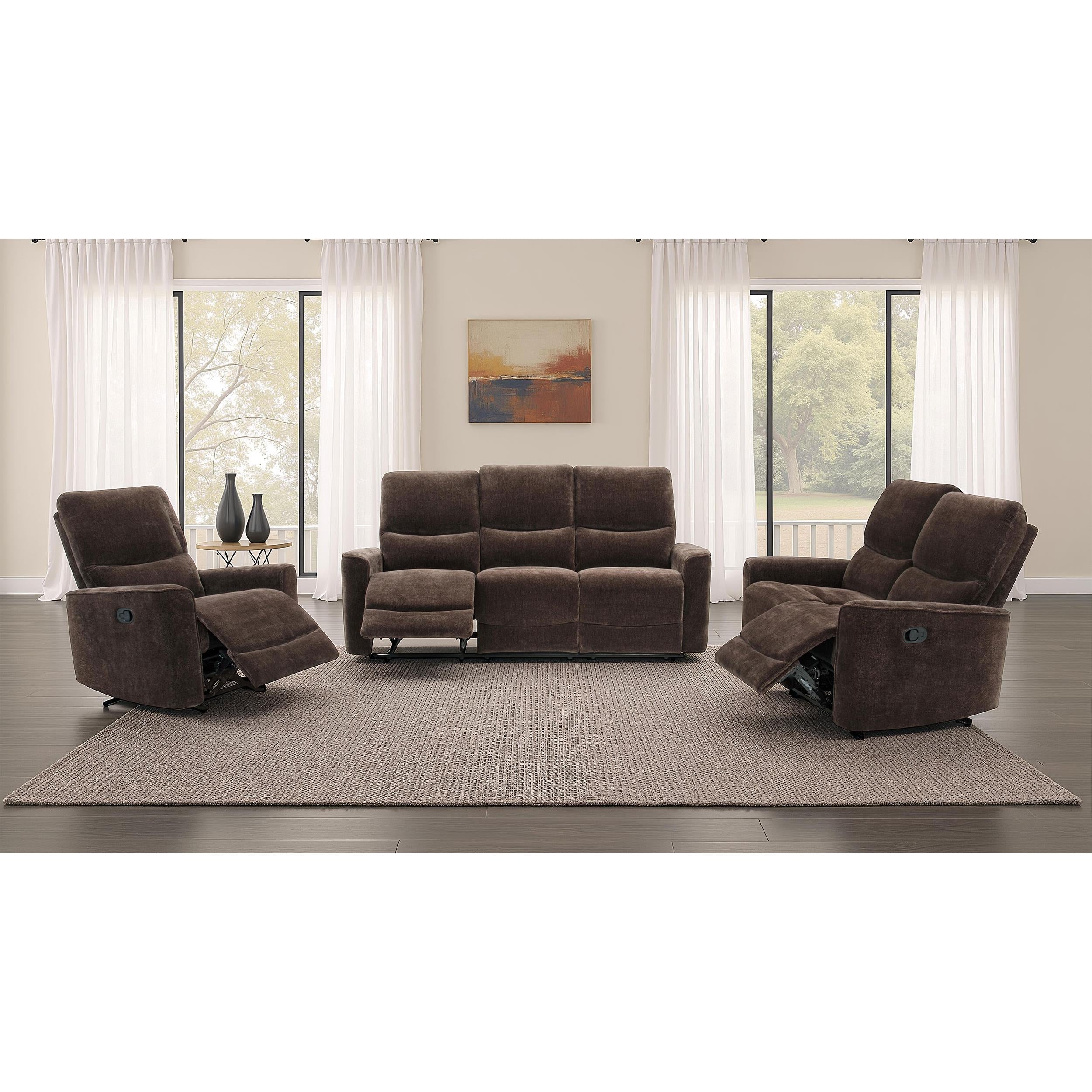  Coaster Furniture Navarro 609572 Chenille Upholstered Reclining Loveseat - Dark Brown IMAGE 15