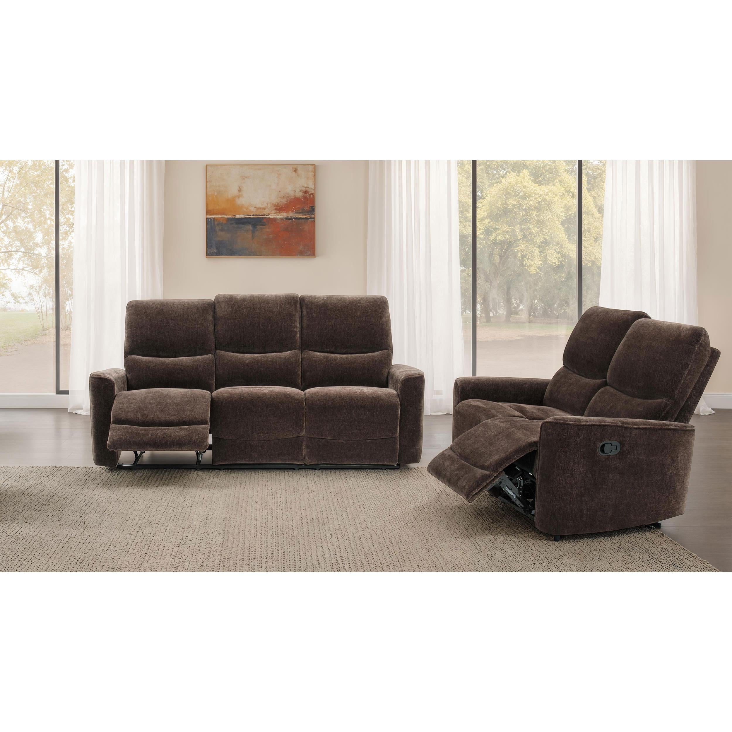  Coaster Furniture Navarro 609572 Chenille Upholstered Reclining Loveseat - Dark Brown IMAGE 16
