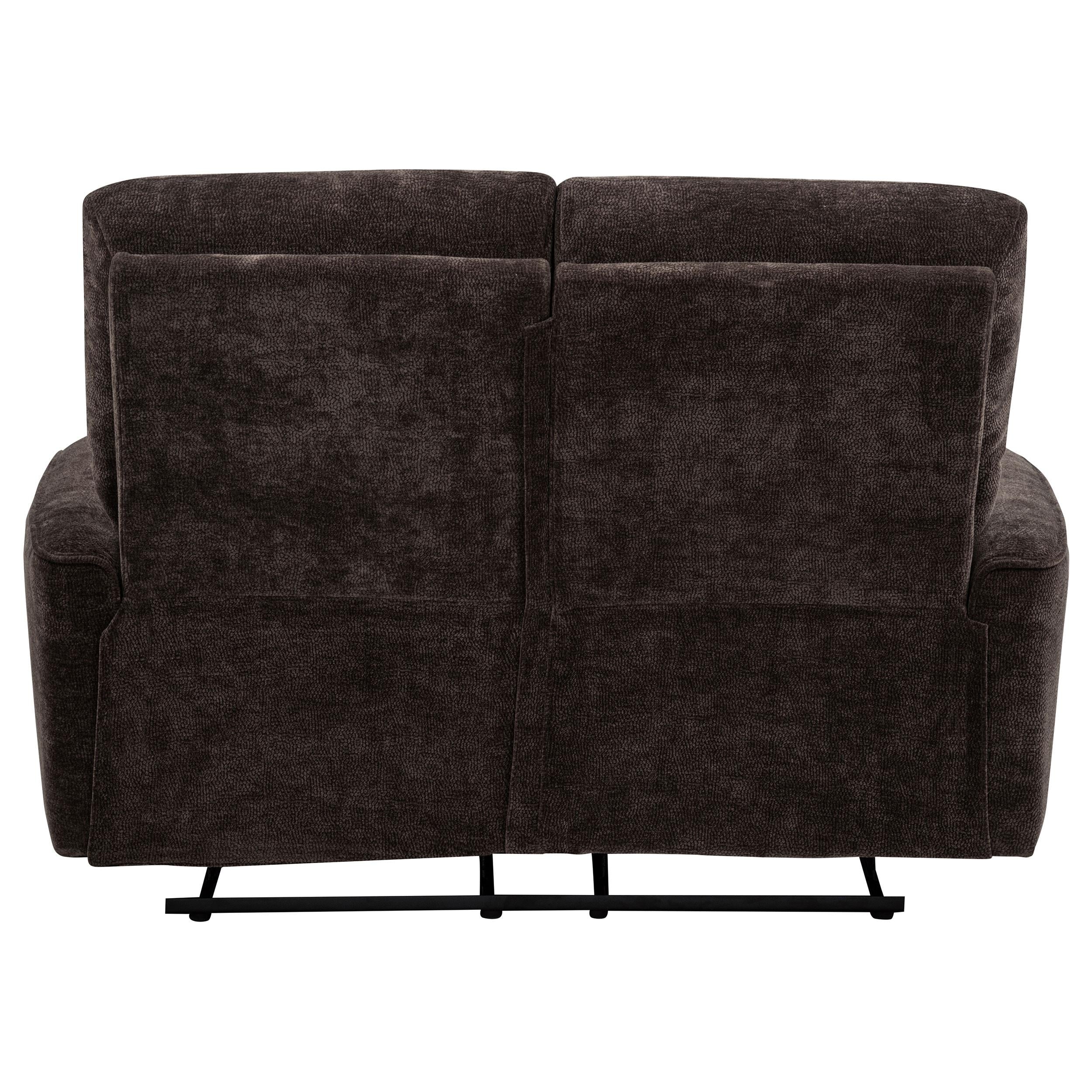  Coaster Furniture Navarro 609572 Chenille Upholstered Reclining Loveseat - Dark Brown IMAGE 4