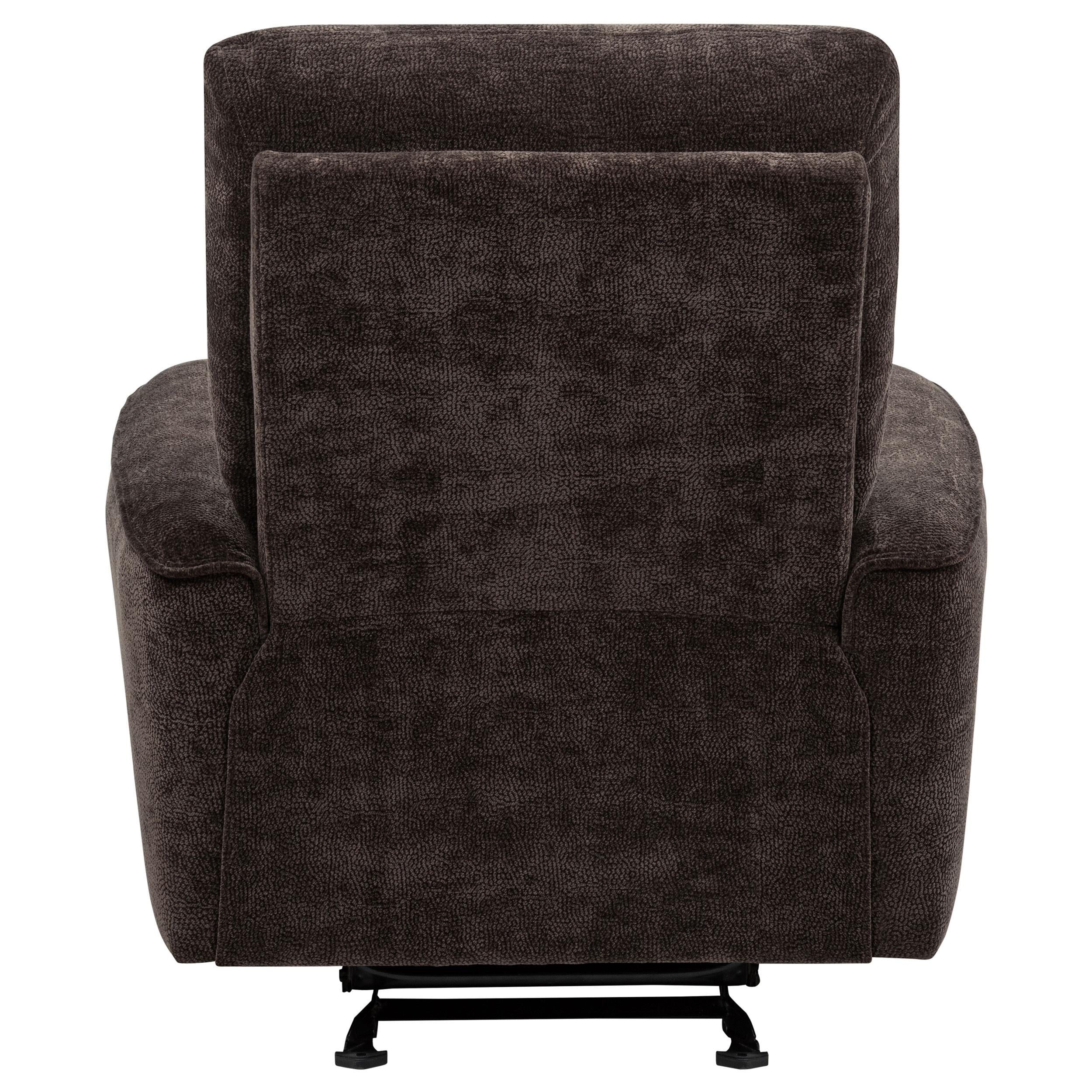  Coaster Furniture Navarro 609573 Chenille Upholstered Glider Recliner - Dark Brown IMAGE 3