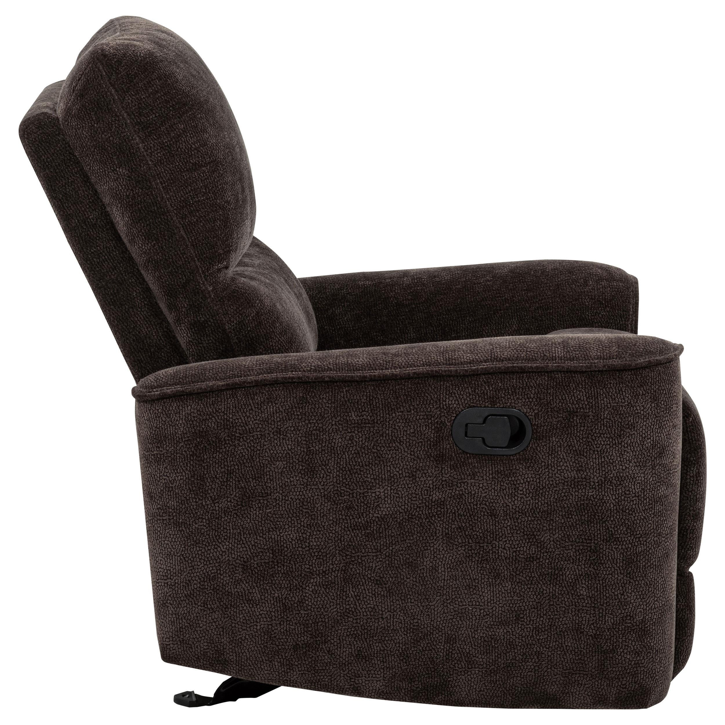  Coaster Furniture Navarro 609573 Chenille Upholstered Glider Recliner - Dark Brown IMAGE 5