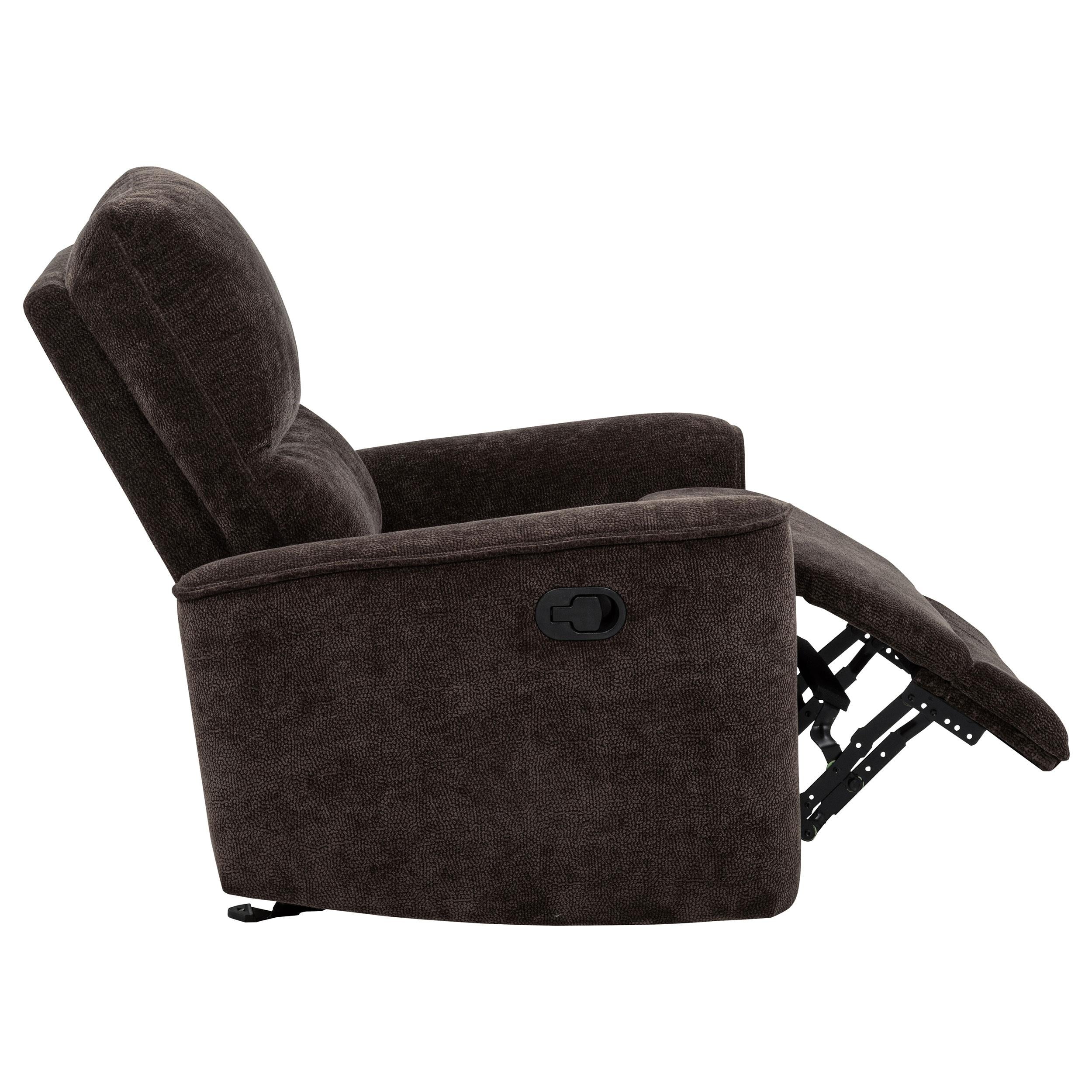  Coaster Furniture Navarro 609573 Chenille Upholstered Glider Recliner - Dark Brown IMAGE 7