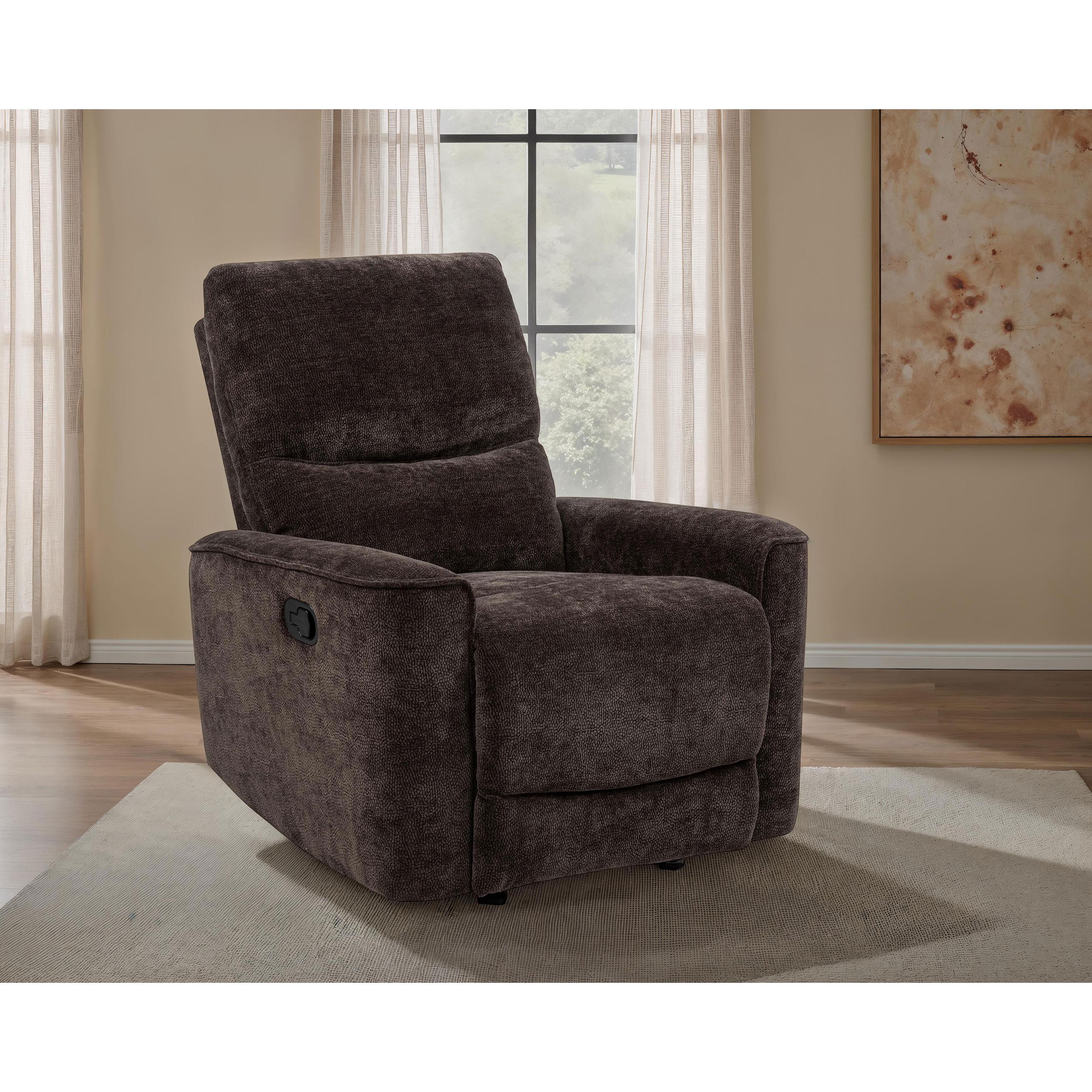  Coaster Furniture Navarro 609573 Chenille Upholstered Glider Recliner - Dark Brown IMAGE 8