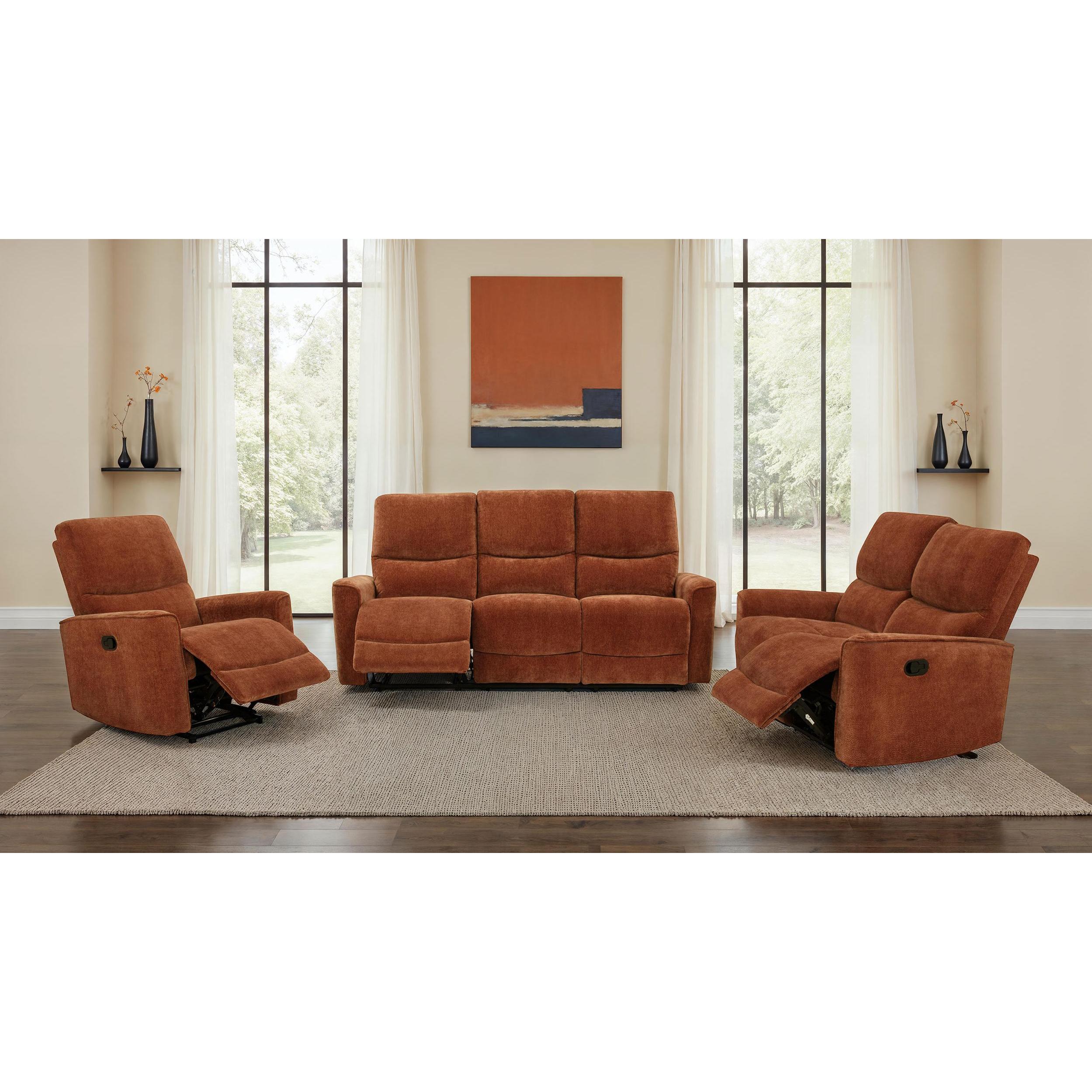  Coaster Furniture Navarro 609574 Chenille Upholstered Reclining Sofa - Burnt Orange IMAGE 11