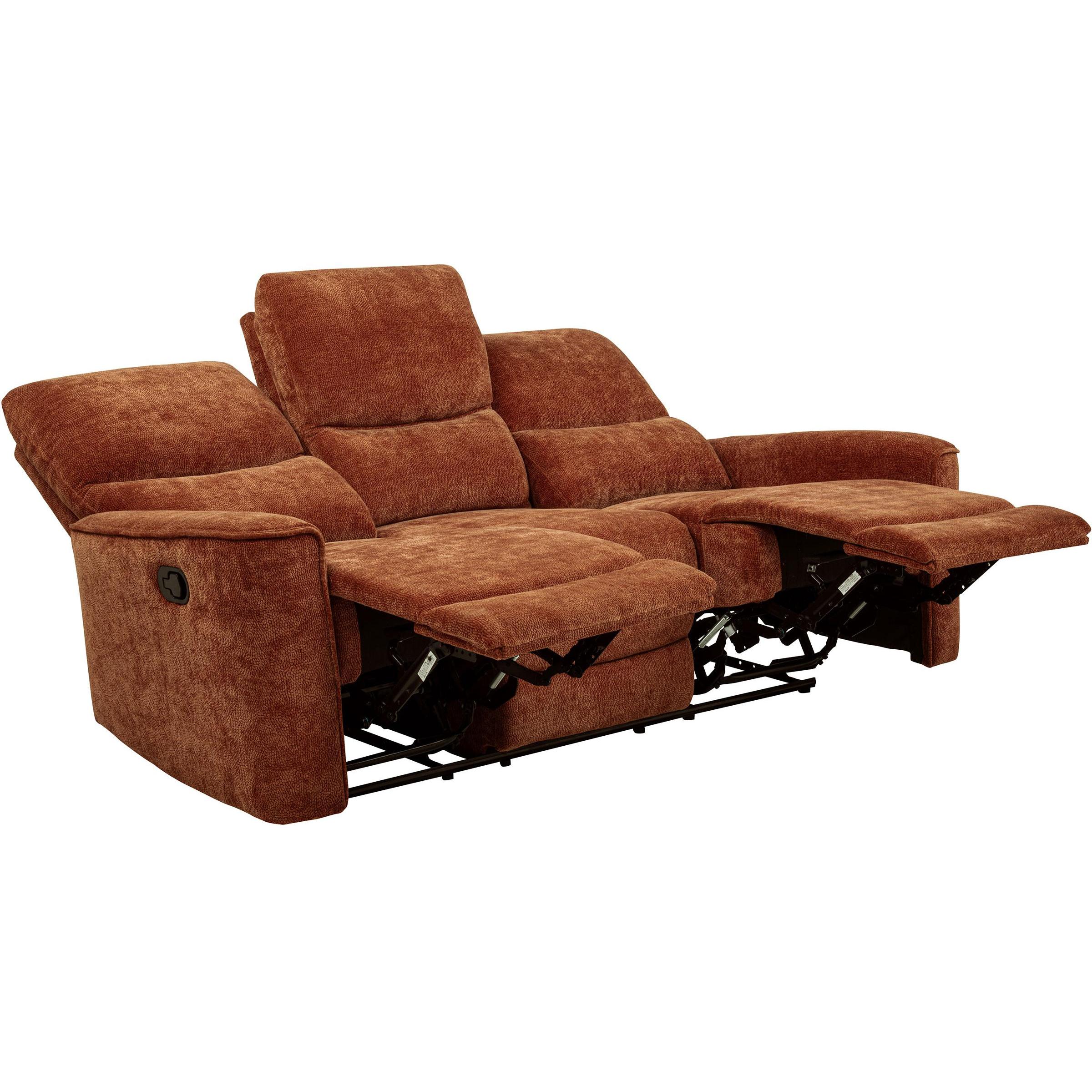  Coaster Furniture Navarro 609574 Chenille Upholstered Reclining Sofa - Burnt Orange IMAGE 2