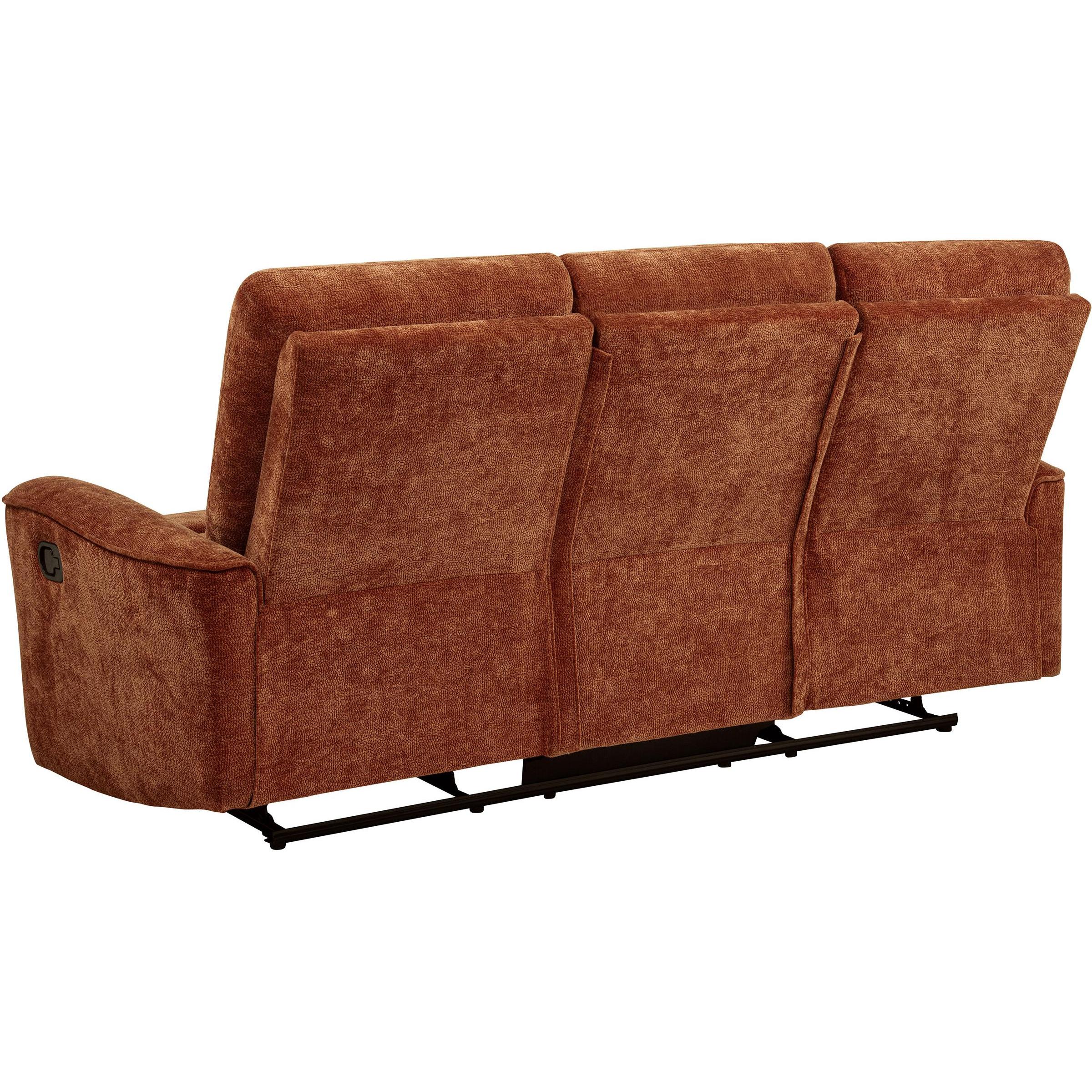  Coaster Furniture Navarro 609574 Chenille Upholstered Reclining Sofa - Burnt Orange IMAGE 6