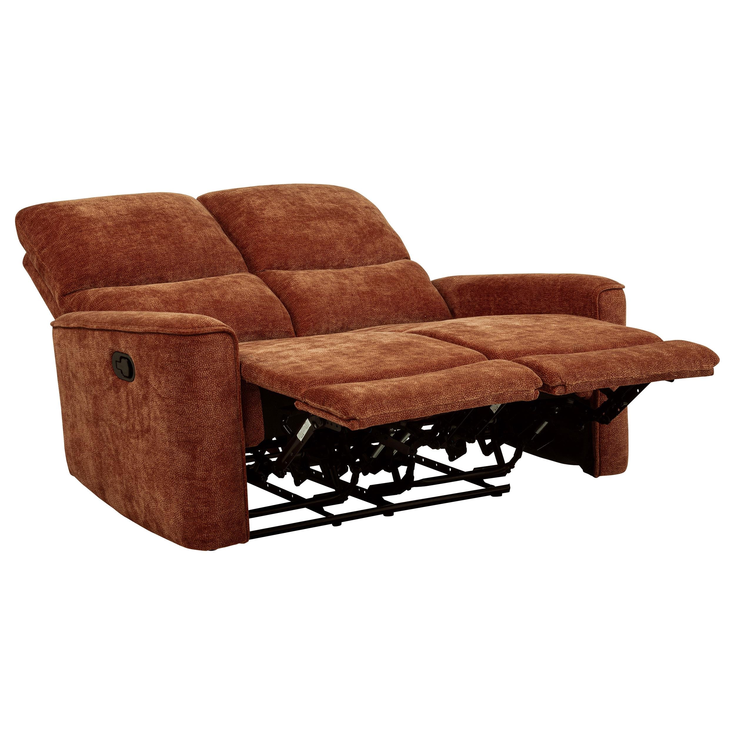  Coaster Furniture Navarro 609575 Chenille Upholstered Reclining Loveseat - Burnt Orange IMAGE 13
