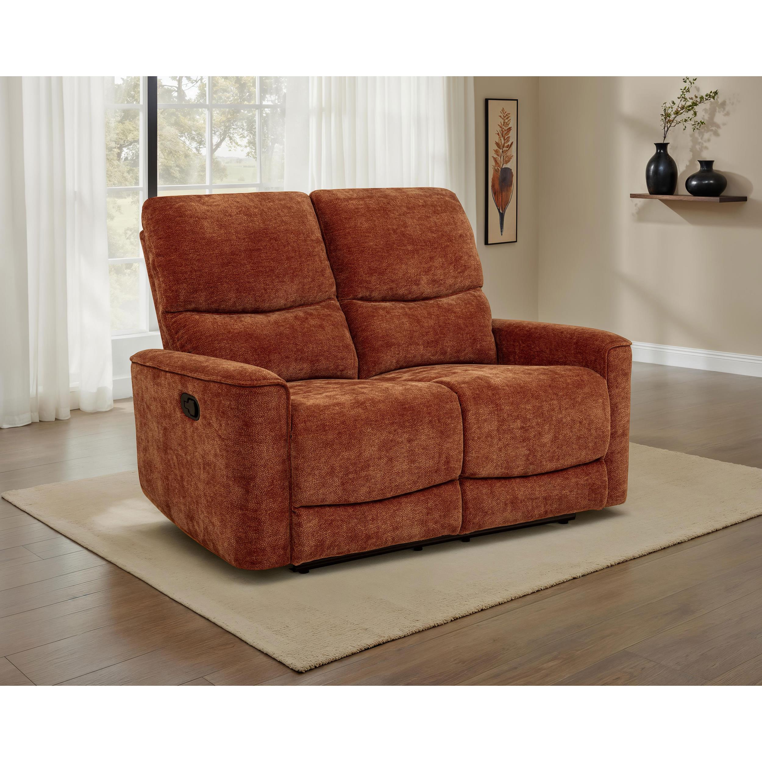  Coaster Furniture Navarro 609575 Chenille Upholstered Reclining Loveseat - Burnt Orange IMAGE 2