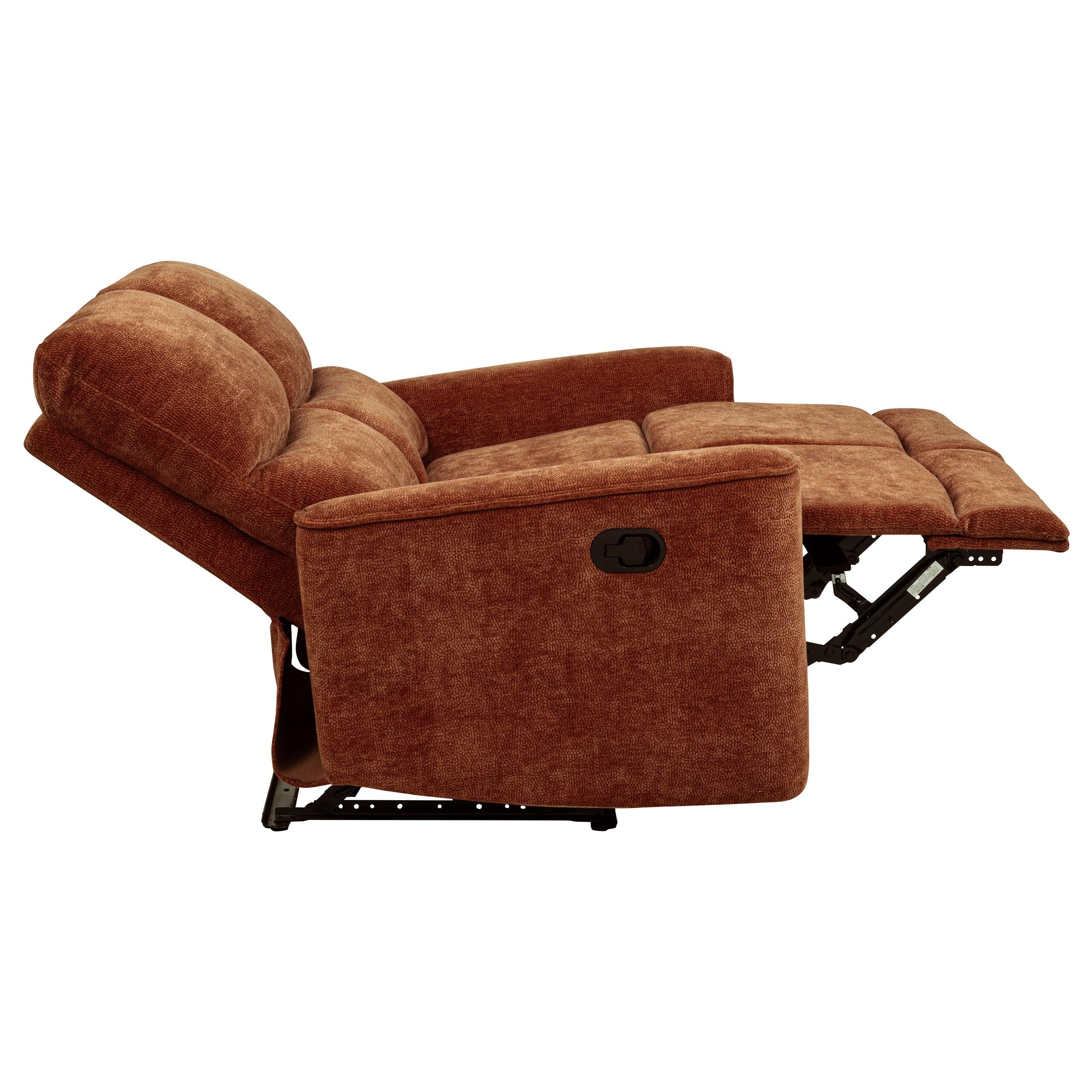  Coaster Furniture Navarro 609575 Chenille Upholstered Reclining Loveseat - Burnt Orange IMAGE 4