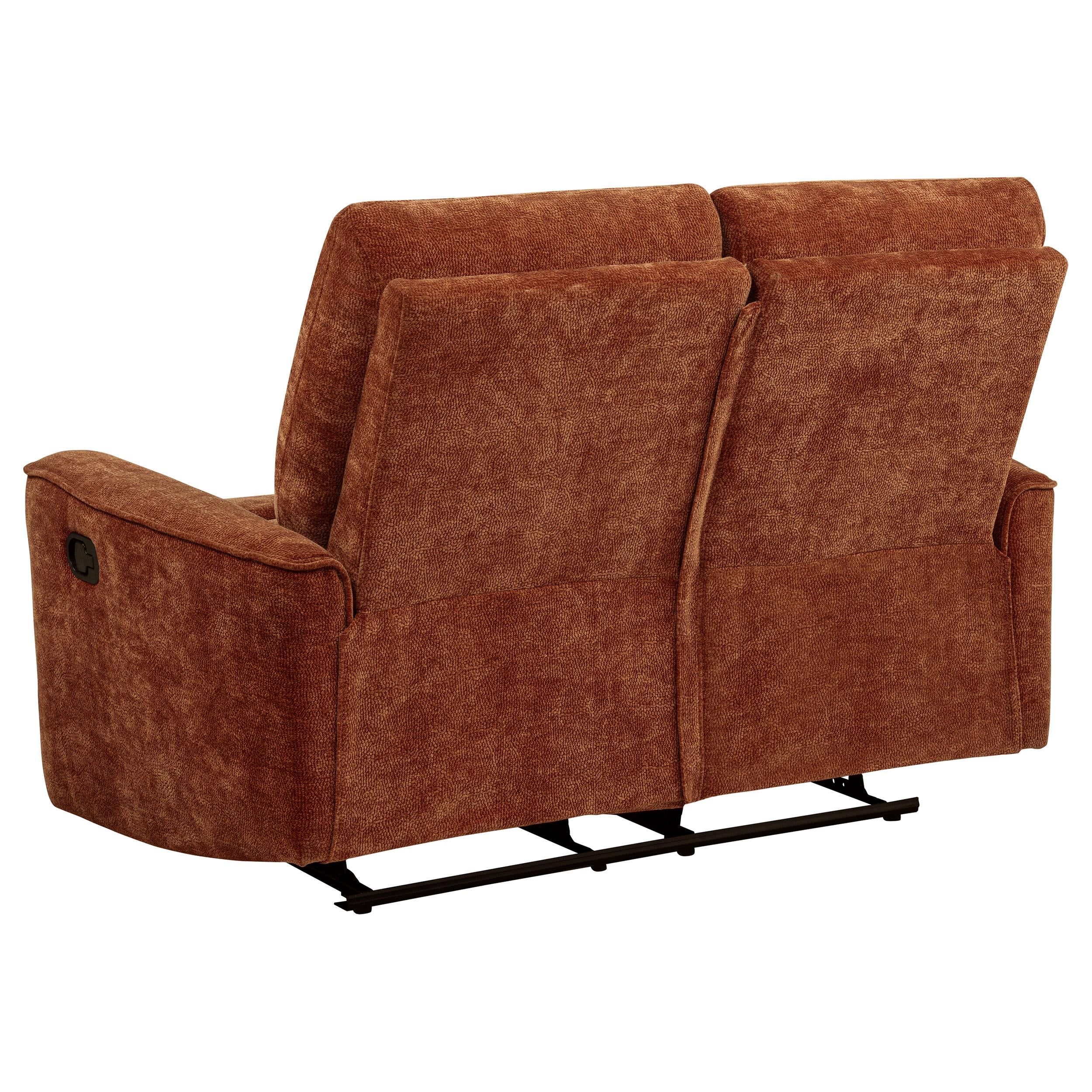  Coaster Furniture Navarro 609575 Chenille Upholstered Reclining Loveseat - Burnt Orange IMAGE 7