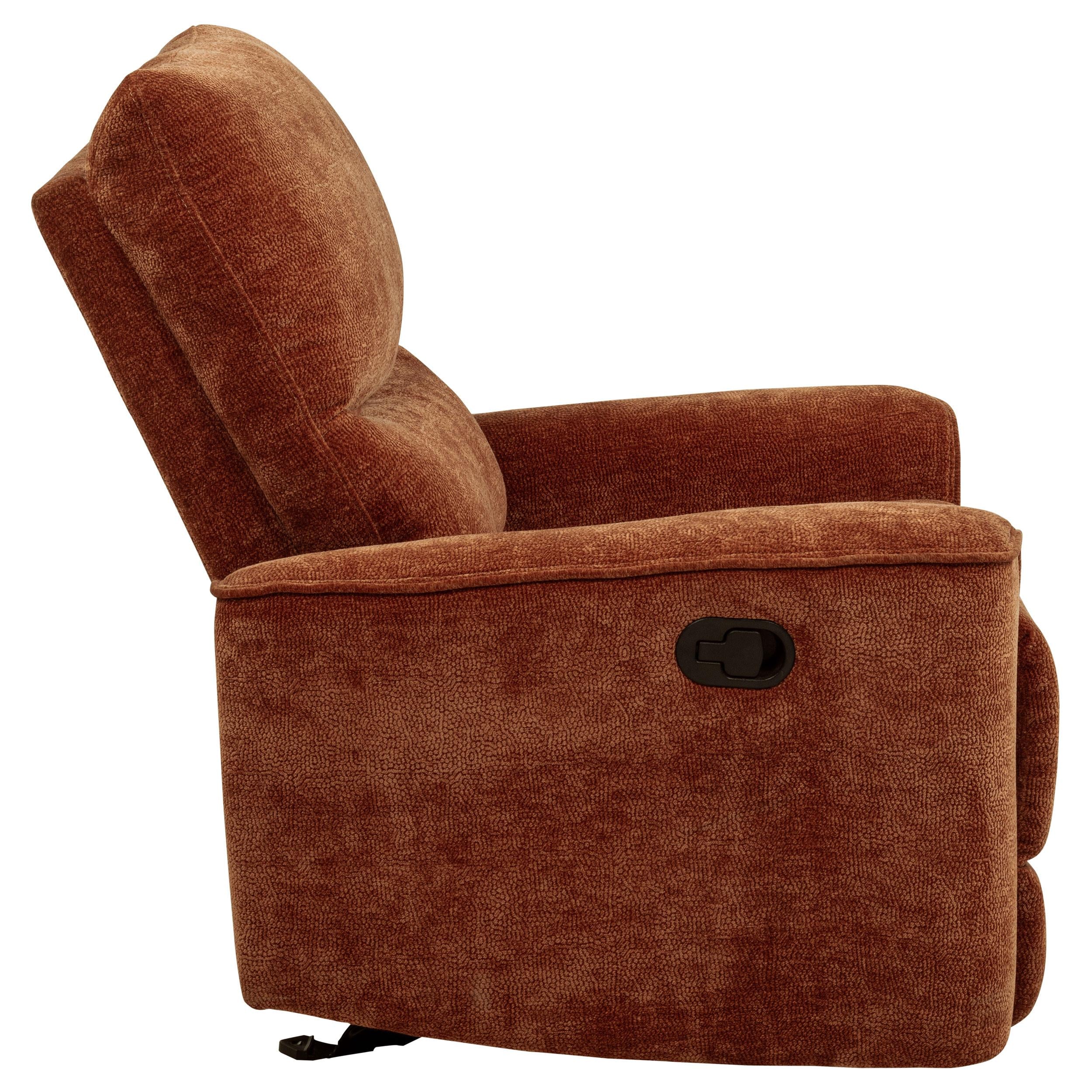  Coaster Furniture Navarro 609576 Chenille Upholstered Glider Recliner - Burnt Orange IMAGE 10