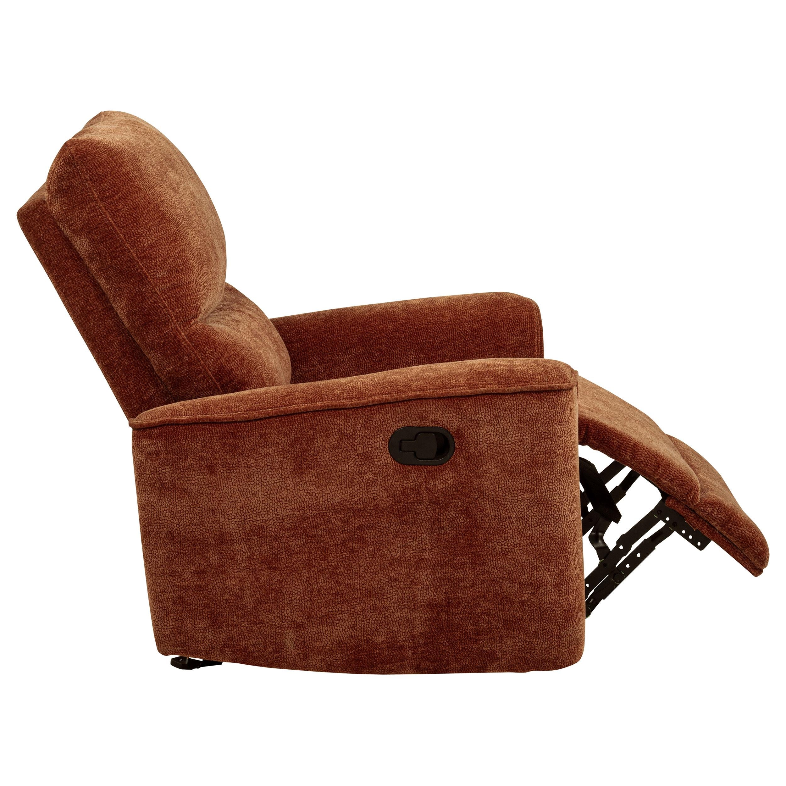  Coaster Furniture Navarro 609576 Chenille Upholstered Glider Recliner - Burnt Orange IMAGE 13