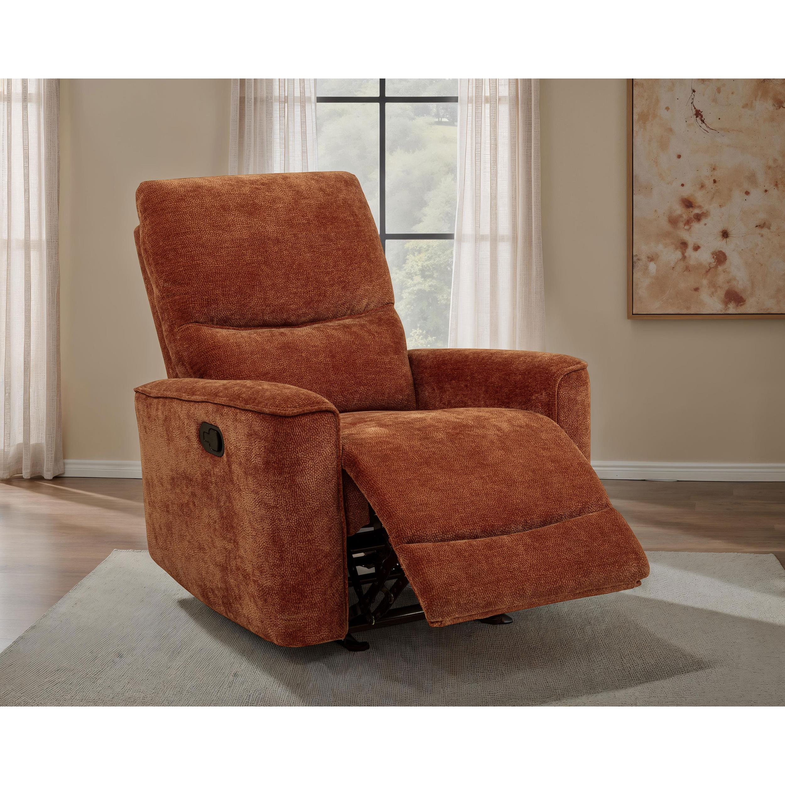  Coaster Furniture Navarro 609576 Chenille Upholstered Glider Recliner - Burnt Orange IMAGE 5