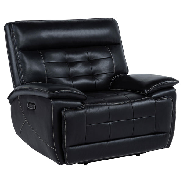 Coaster Furniture Hewitt 609613PP Leather Upholstered Dual Power Recliner Chair - Black