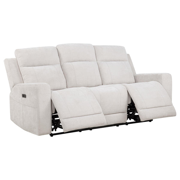 Coaster Furniture Kennett 610151P Chenille Upholstered Power Reclining Sofa - Ivory