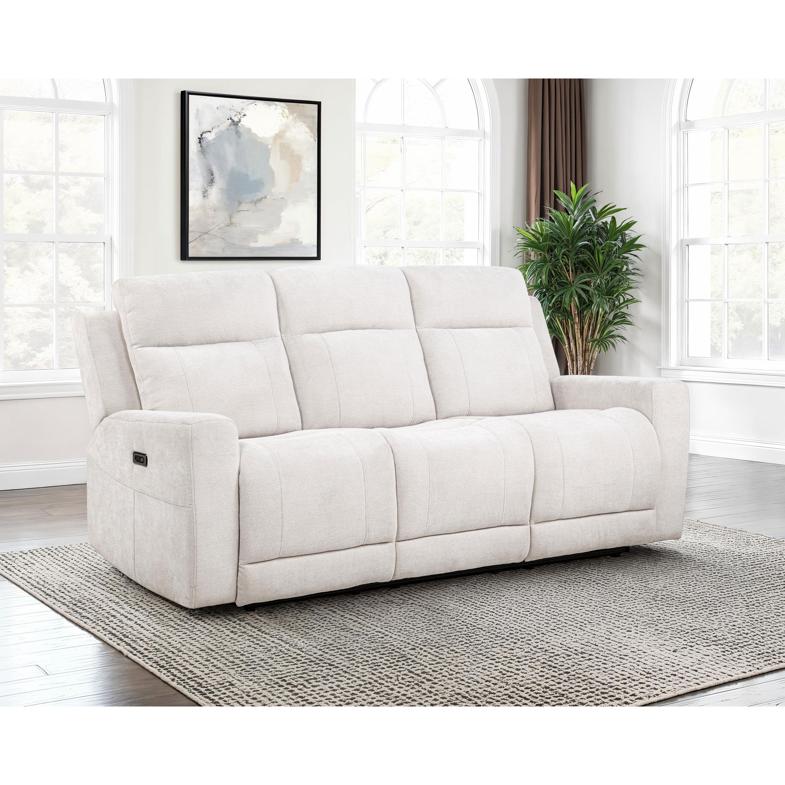  Coaster Furniture Kennett 610151P Chenille Upholstered Power Reclining Sofa - Ivory IMAGE 4