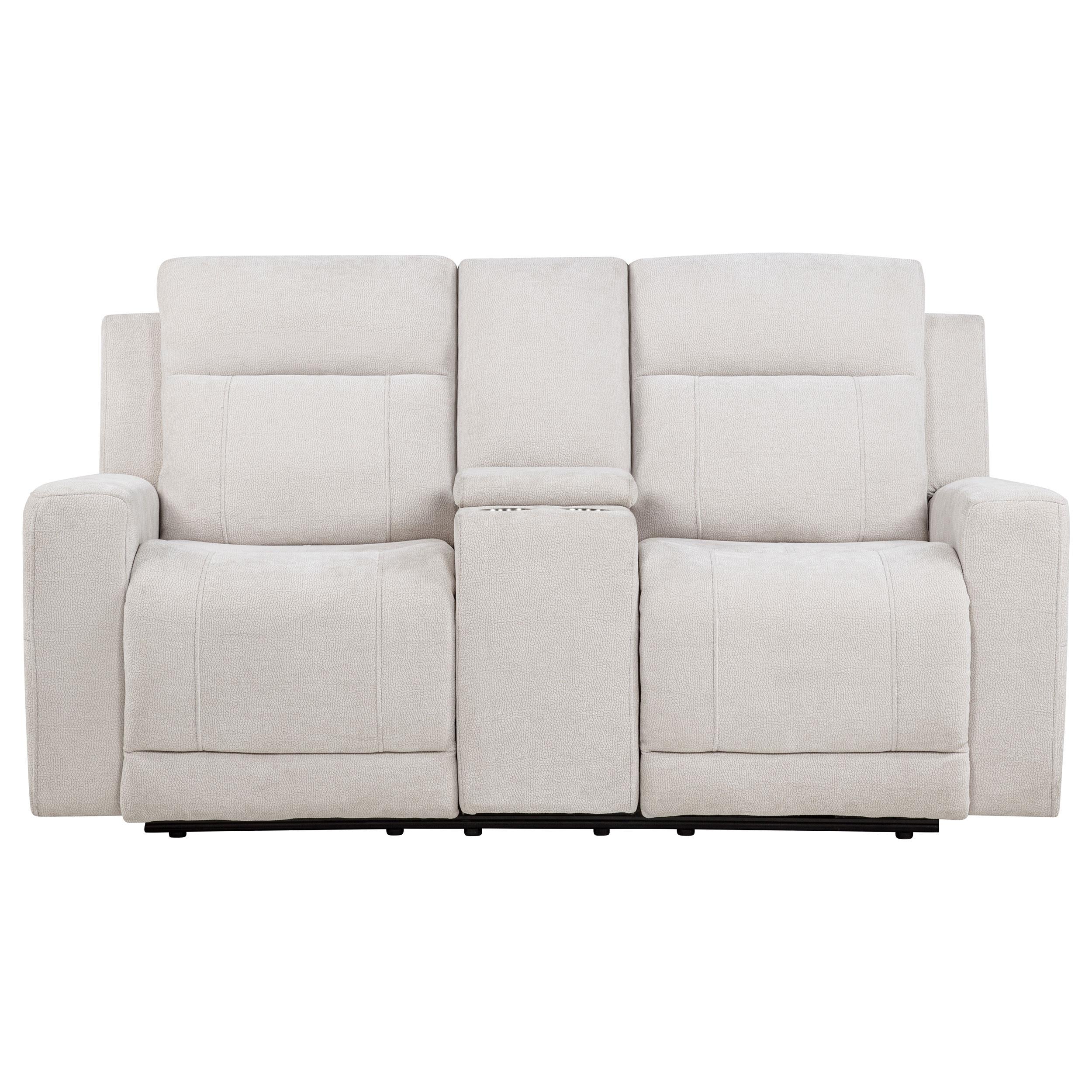  Coaster Furniture Kennett 610152P Chenille Upholstered Power Reclining Loveseat - Ivory IMAGE 1