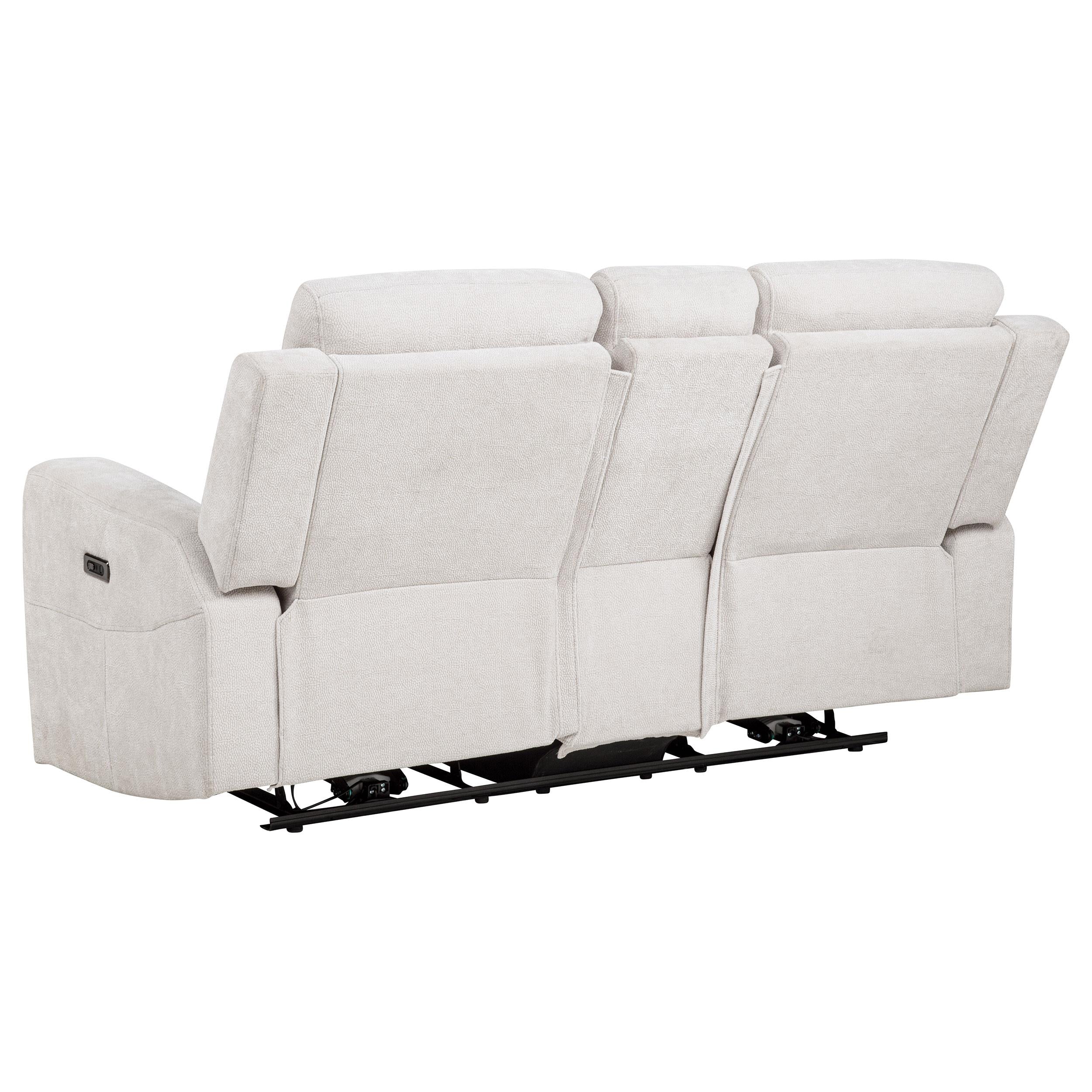  Coaster Furniture Kennett 610152P Chenille Upholstered Power Reclining Loveseat - Ivory IMAGE 3