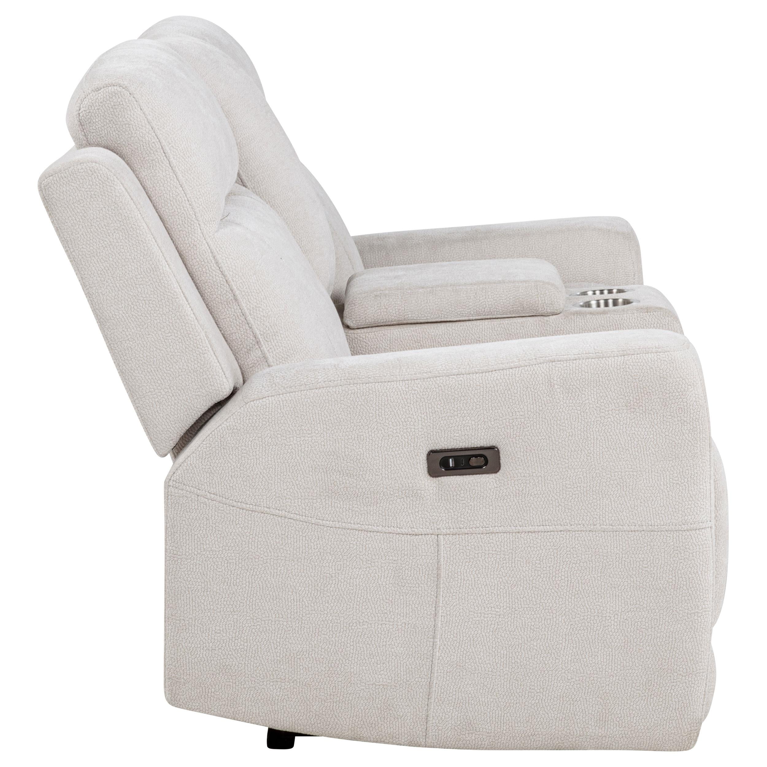  Coaster Furniture Kennett 610152P Chenille Upholstered Power Reclining Loveseat - Ivory IMAGE 5