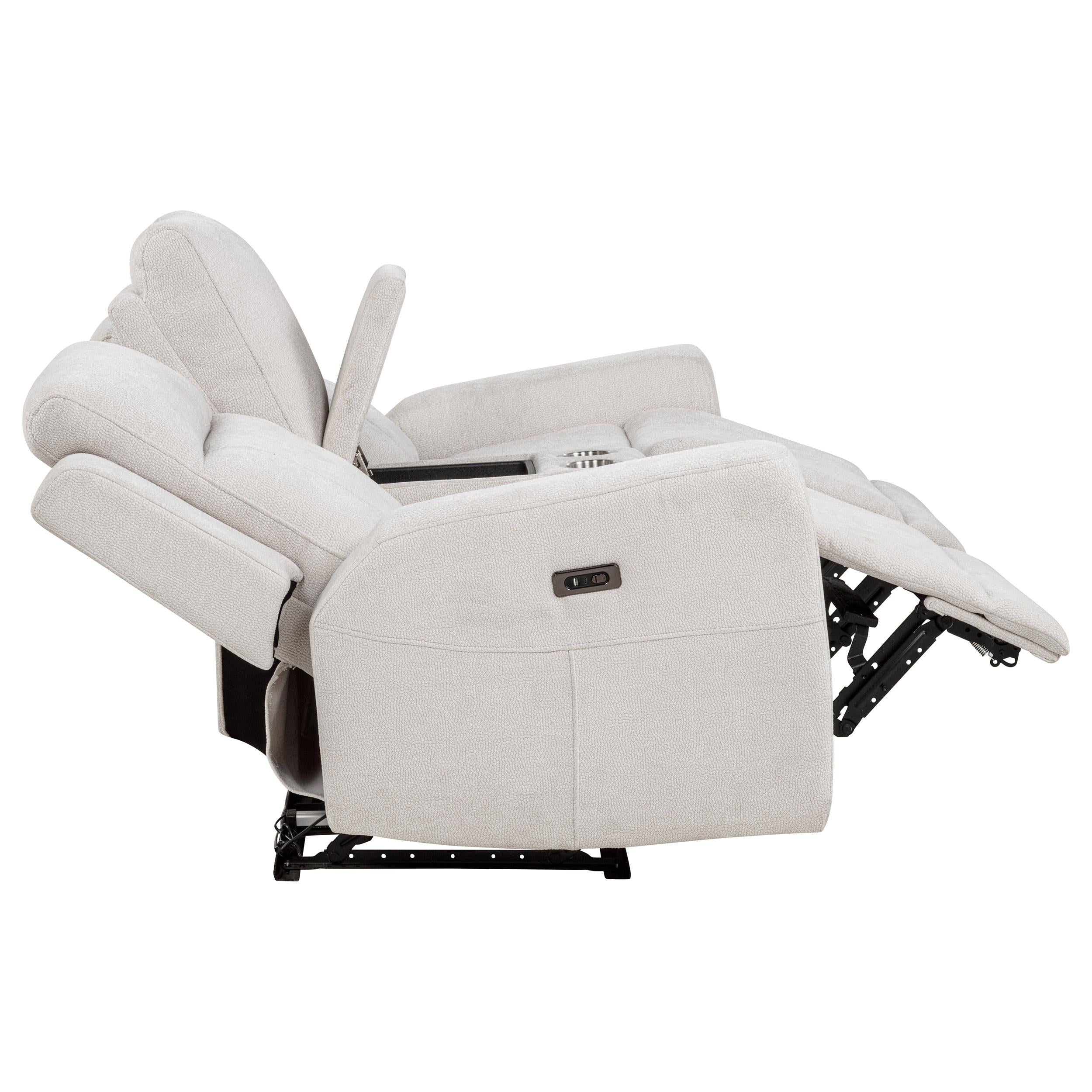  Coaster Furniture Kennett 610152P Chenille Upholstered Power Reclining Loveseat - Ivory IMAGE 7