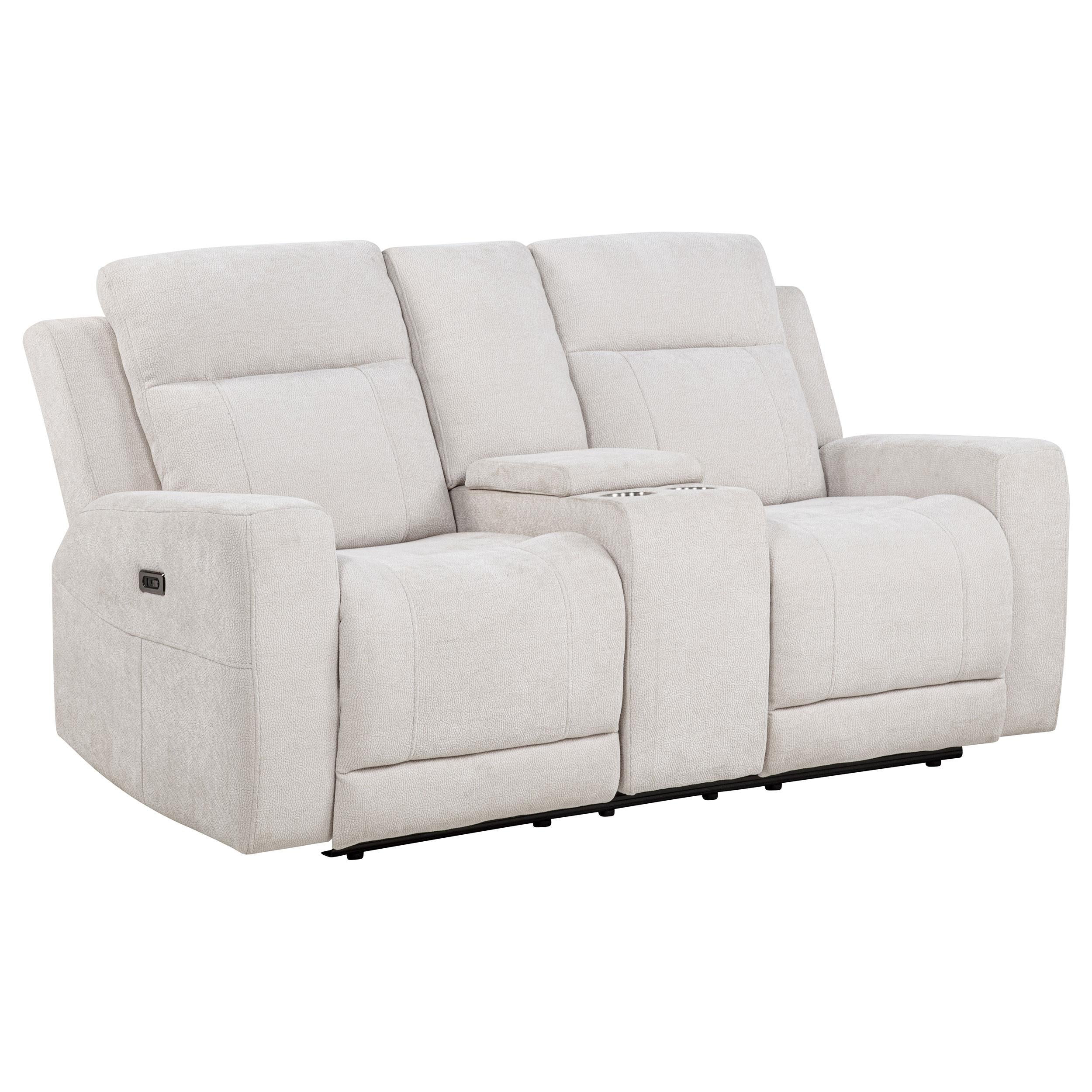  Coaster Furniture Kennett 610152P Chenille Upholstered Power Reclining Loveseat - Ivory IMAGE 8